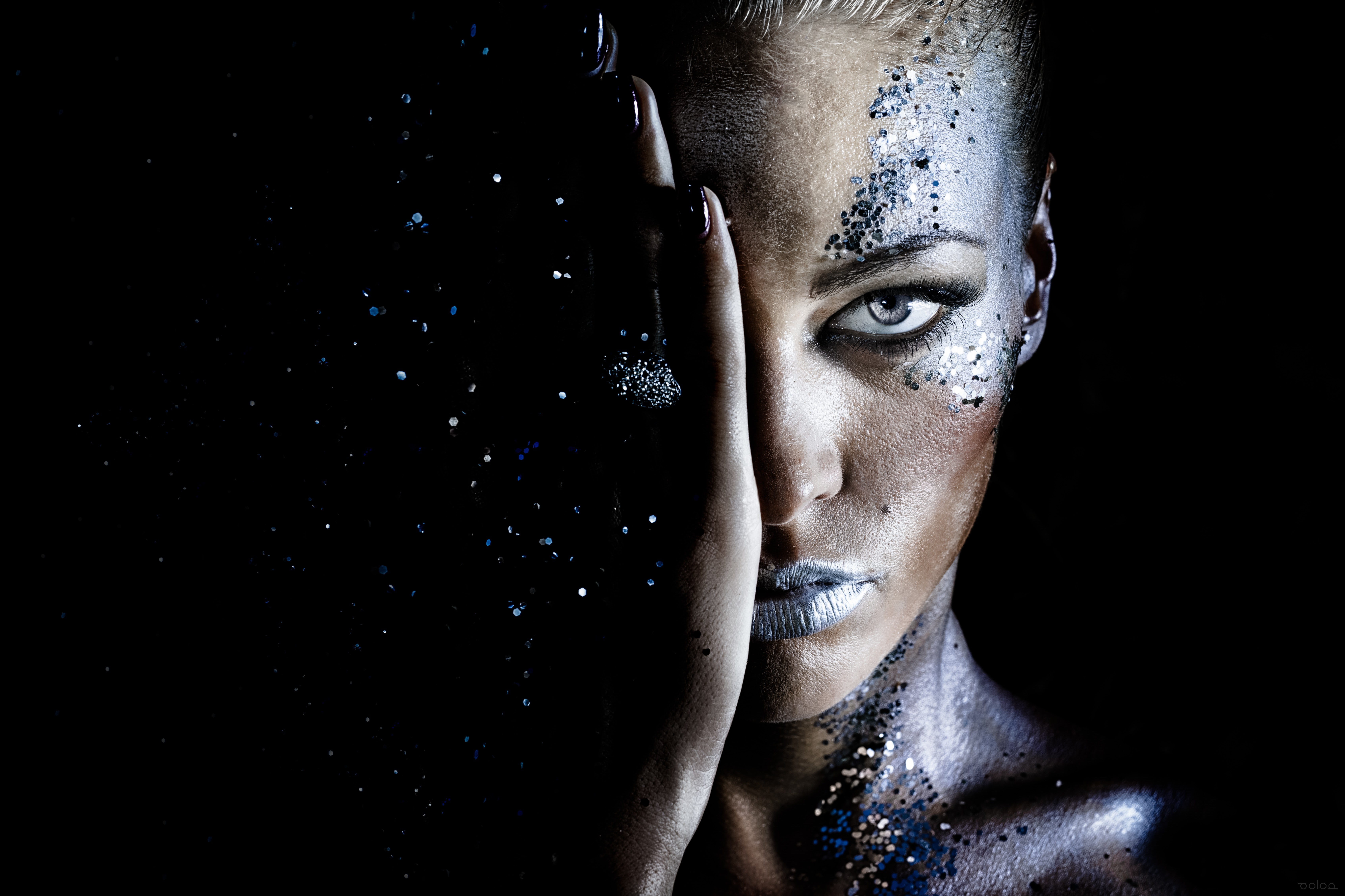 beautiful woman, headshot, digital art, depression - sadness, model, blonde, dark, copy space, indoors, young adult, adult, women, makeup, close-up, young women, HD Wallpaper