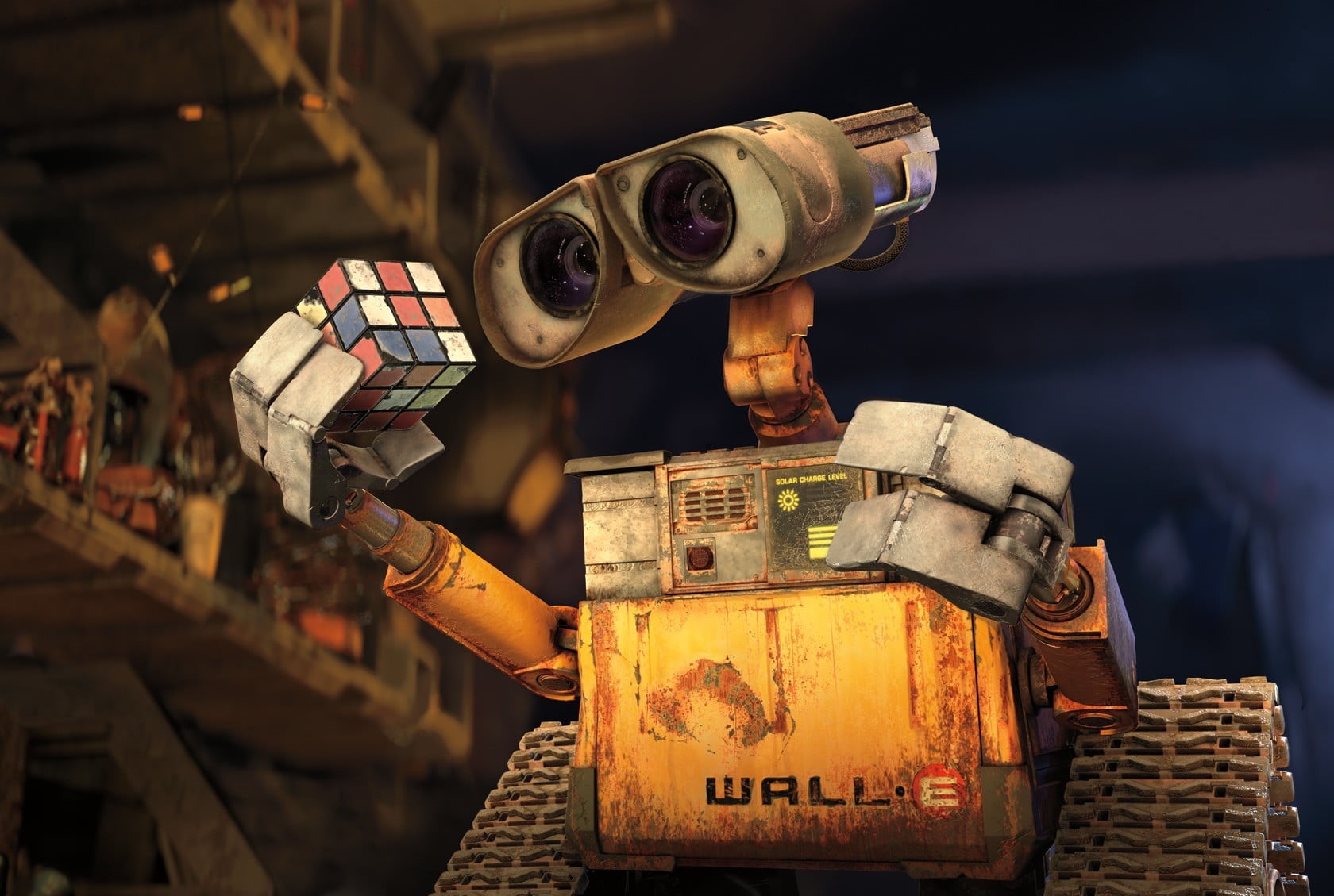 security, metal, holding, business, industry, Rubiks Cube, safety, Pixar Animation Studios, night, 720P, standing, illustration, wall, occupation, focus on foreground, HD Wallpaper