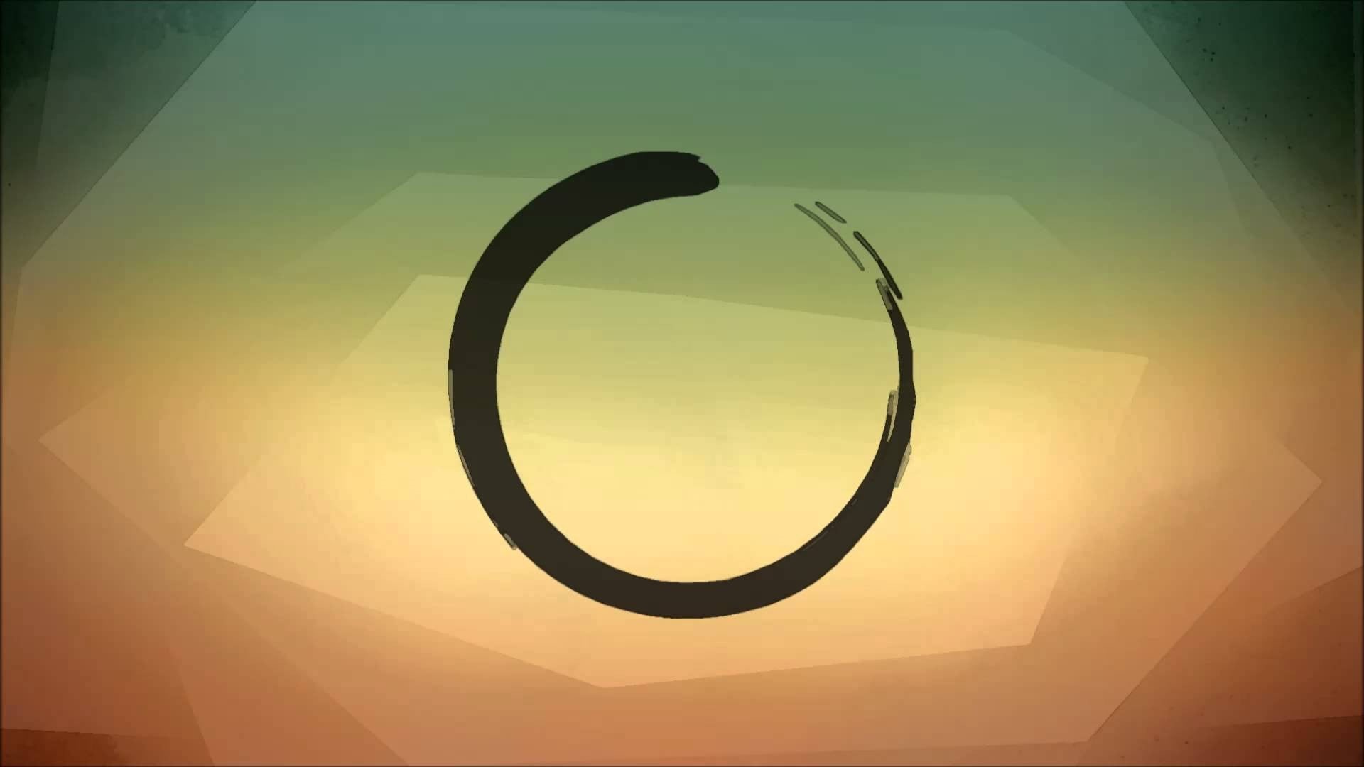 sun, sky, minimalism, architecture, close-up, day, orange color, painting, silhouette, ensō, nature, black, 1080P, circle, shape, art and craft, sunlight, HD Wallpaper