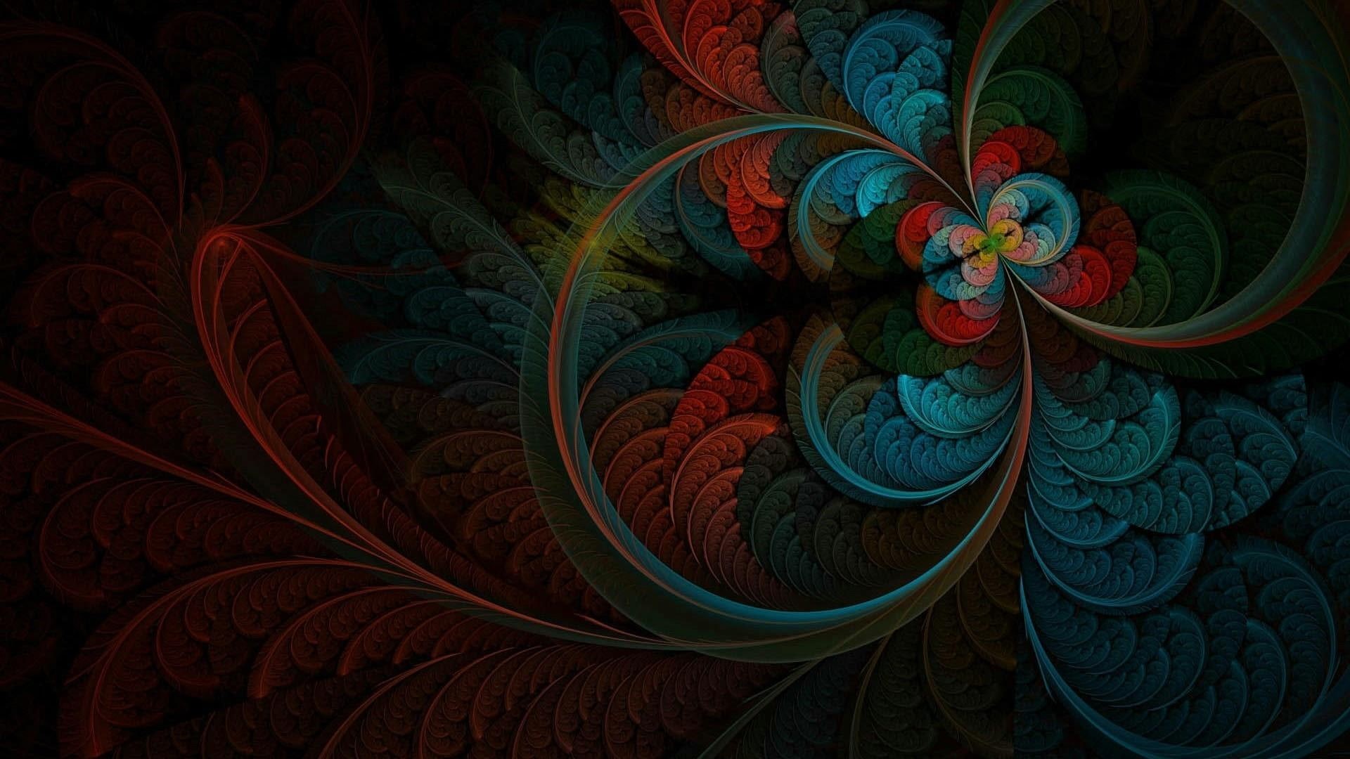 dark colors, fractal, 1080P, circle, HD Wallpaper