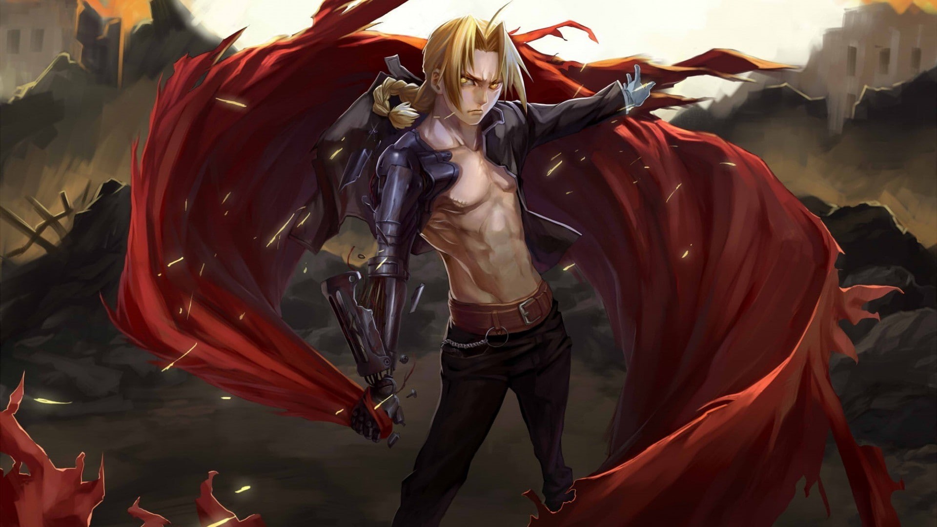 leisure activity, red, Fullmetal Alchemist: Brotherhood, 1080P, three quarter length, Full Metal Alchemist, costume, festival, incidental people, standing, HD Wallpaper