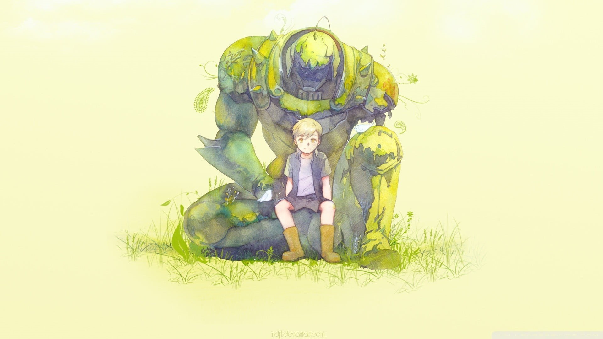 creativity, human representation, computer Graphic, blonde, people, outdoors, Full Metal Alchemist, small, anime, indoors, full length, front view, flower, HD Wallpaper