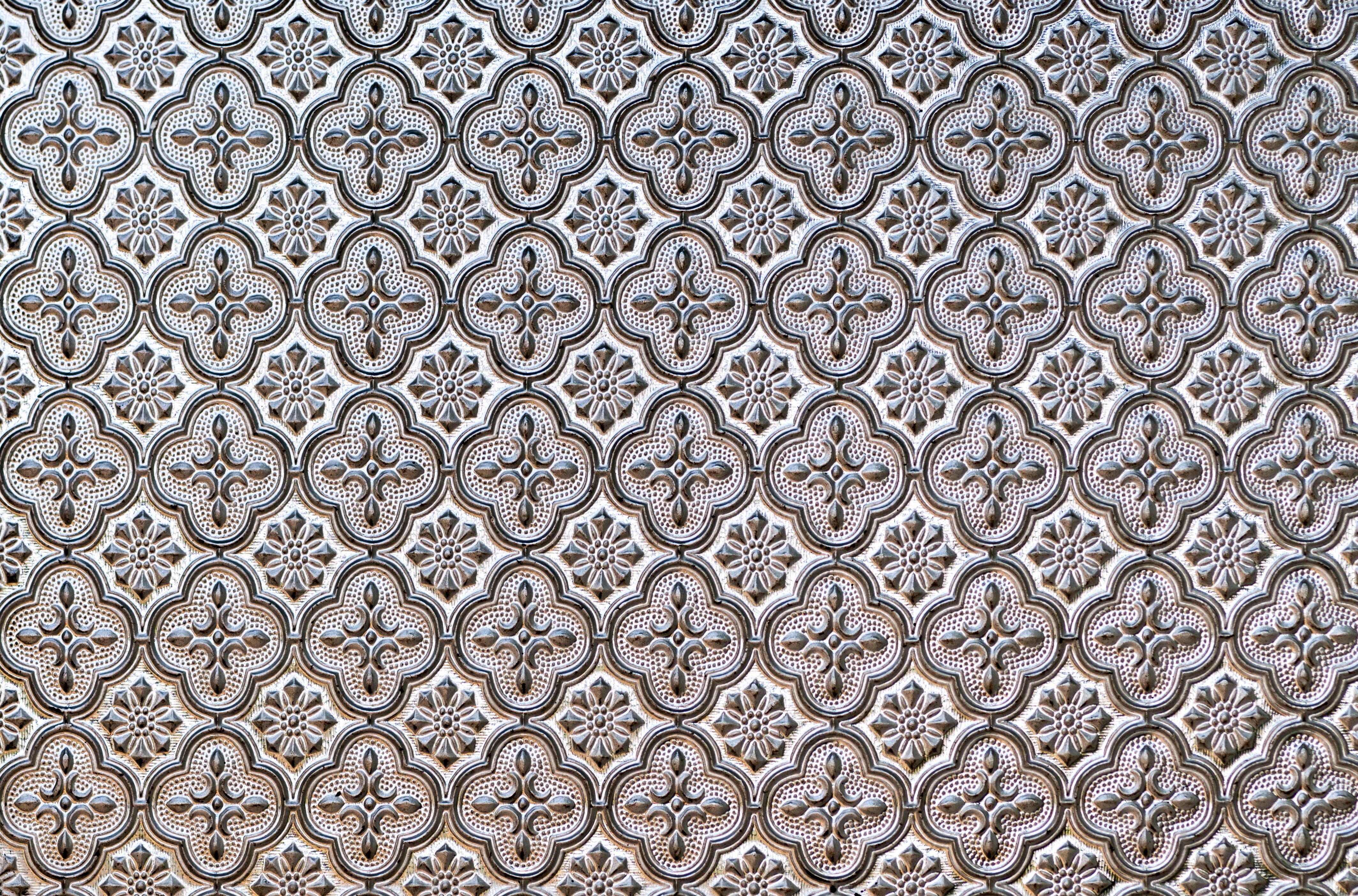 gray, ornate, full frame, floral pattern, day, wall, repeat, mosaic, surface, creativity, close-up, abstract, geometric shape, floral, backgrounds, shape, HD Wallpaper