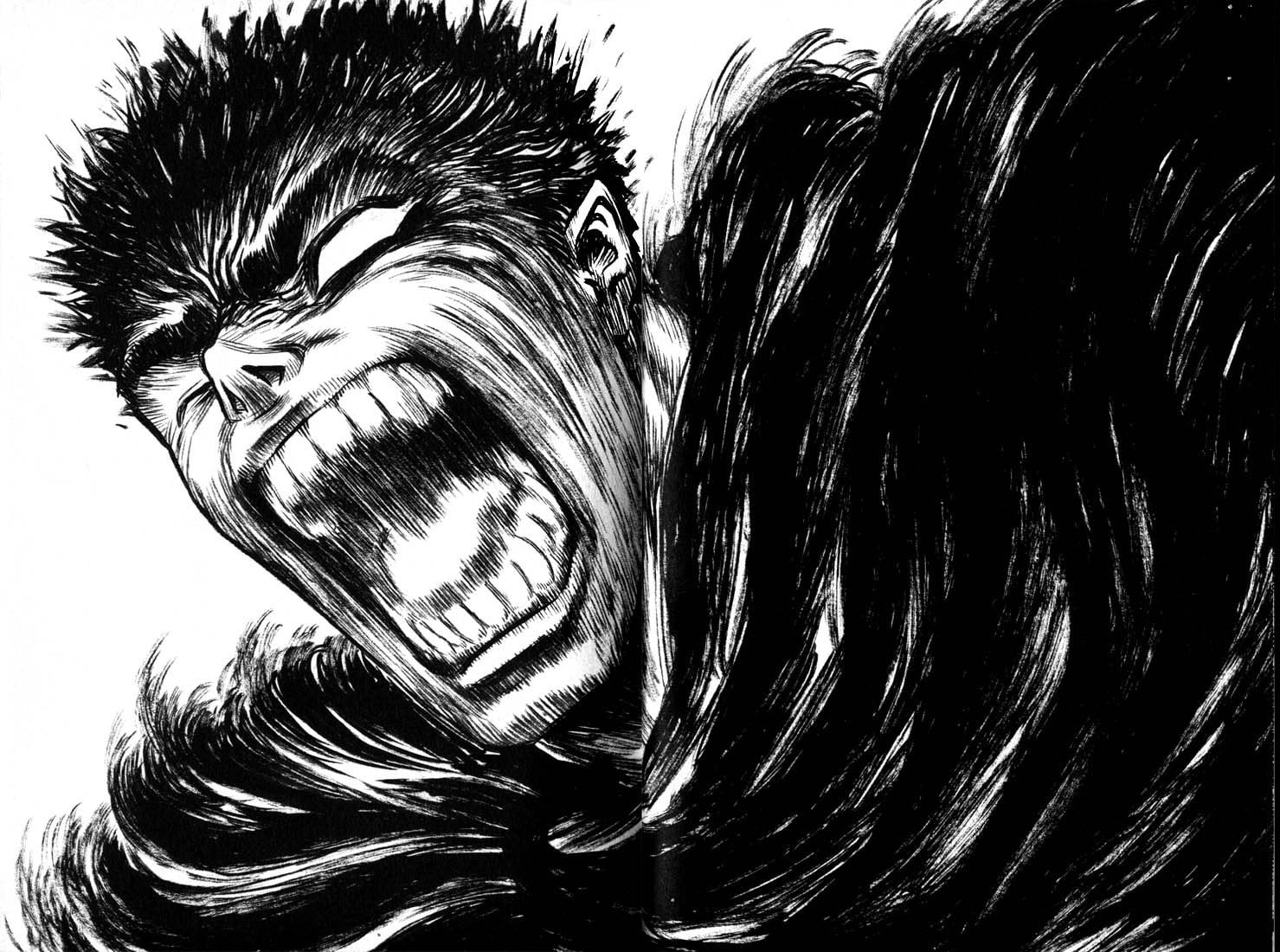 lifestyles, scene, portrait, hair, close-up, pattern, looking at camera, one person, Kentaro Miura, sky, growling, white background, nature, indoors, manga, HD Wallpaper