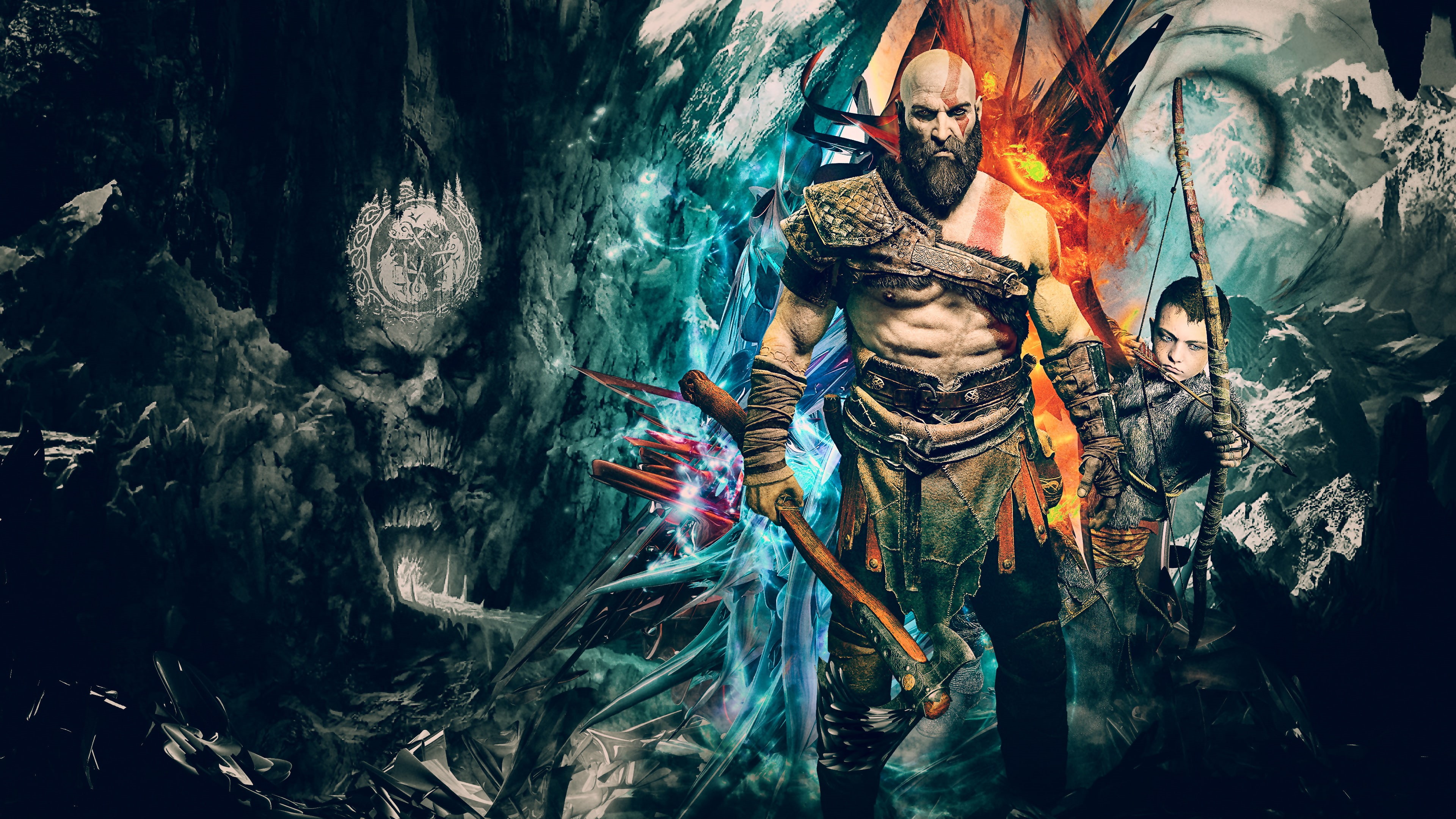 kratos, 4k, ps games, god of war 4, games, god of war, 4K, artwork, hd, HD Wallpaper