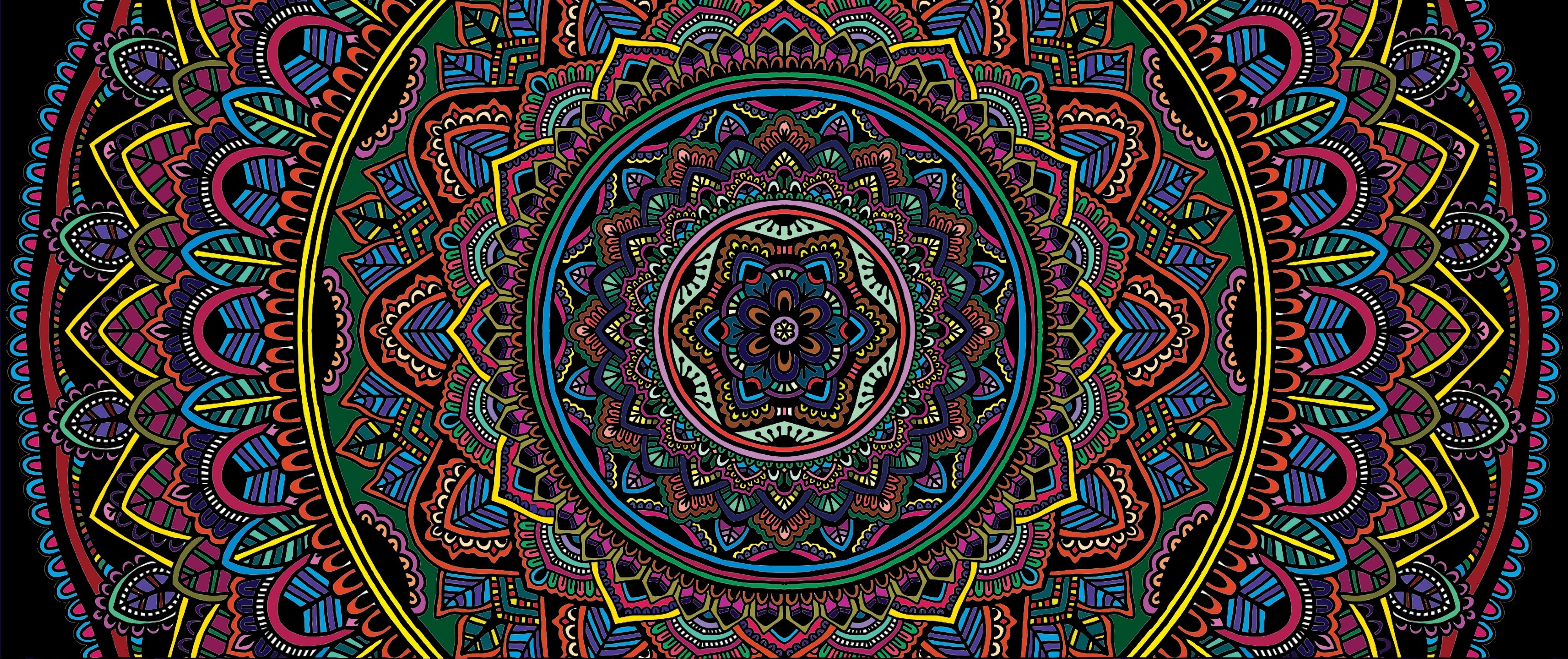 backgrounds, belief, abstract, creativity, design, Mandala, craft, close-up, ceiling, spirituality, no people, religion, pattern, place of worship, full frame, HD Wallpaper
