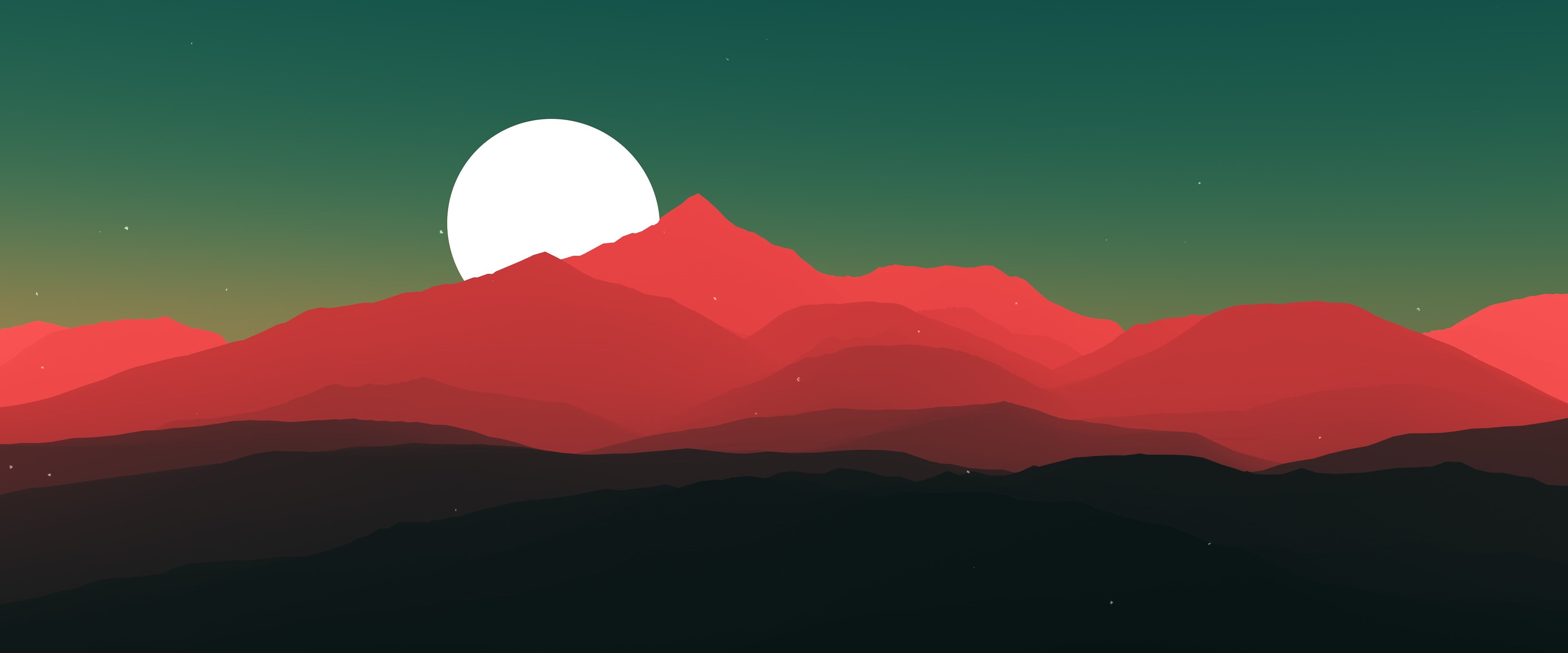 night, water, backgrounds, no people, outdoors, nature, landscape, red, scenics - nature, mountains, mountain, illustration, 4K, silhouette, sky, black, HD Wallpaper