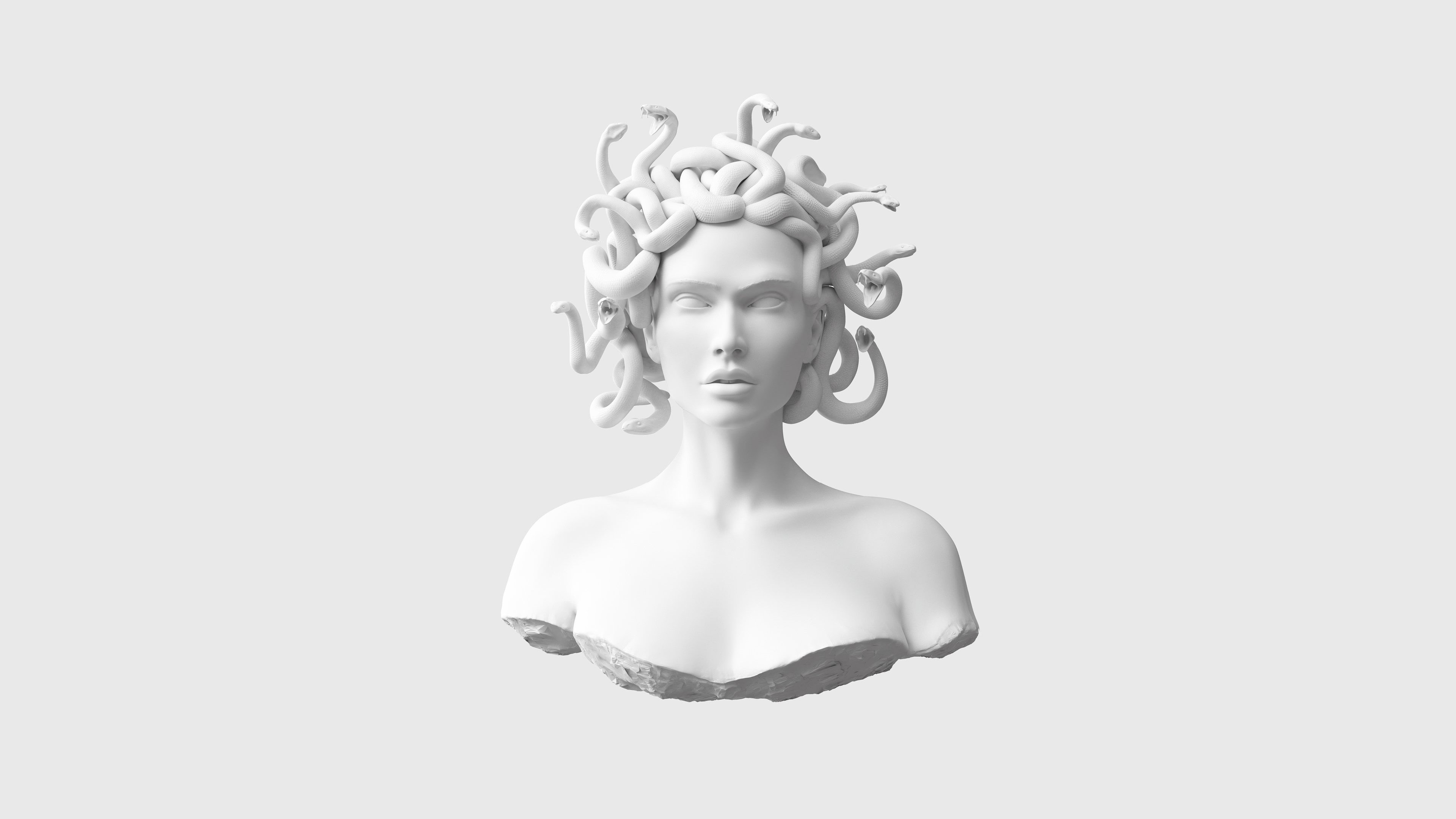 white, 4K, minimalism, Medusa, HD Wallpaper