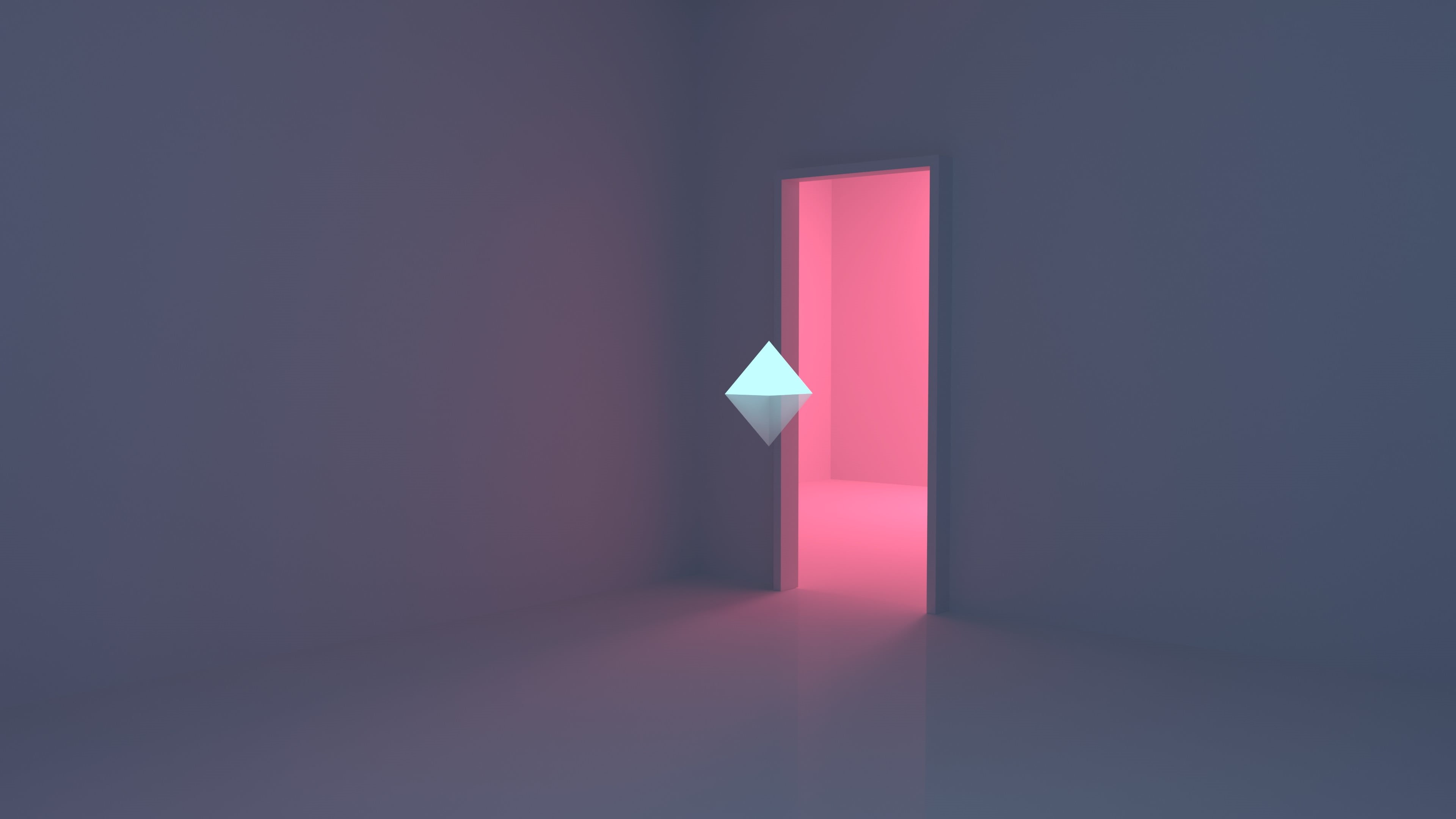 vaporwave, 3D Abstract, monochrome, geometric figures, 3D graphics, minimalism, cyberpunk, 4K, simple, abstract, HD Wallpaper