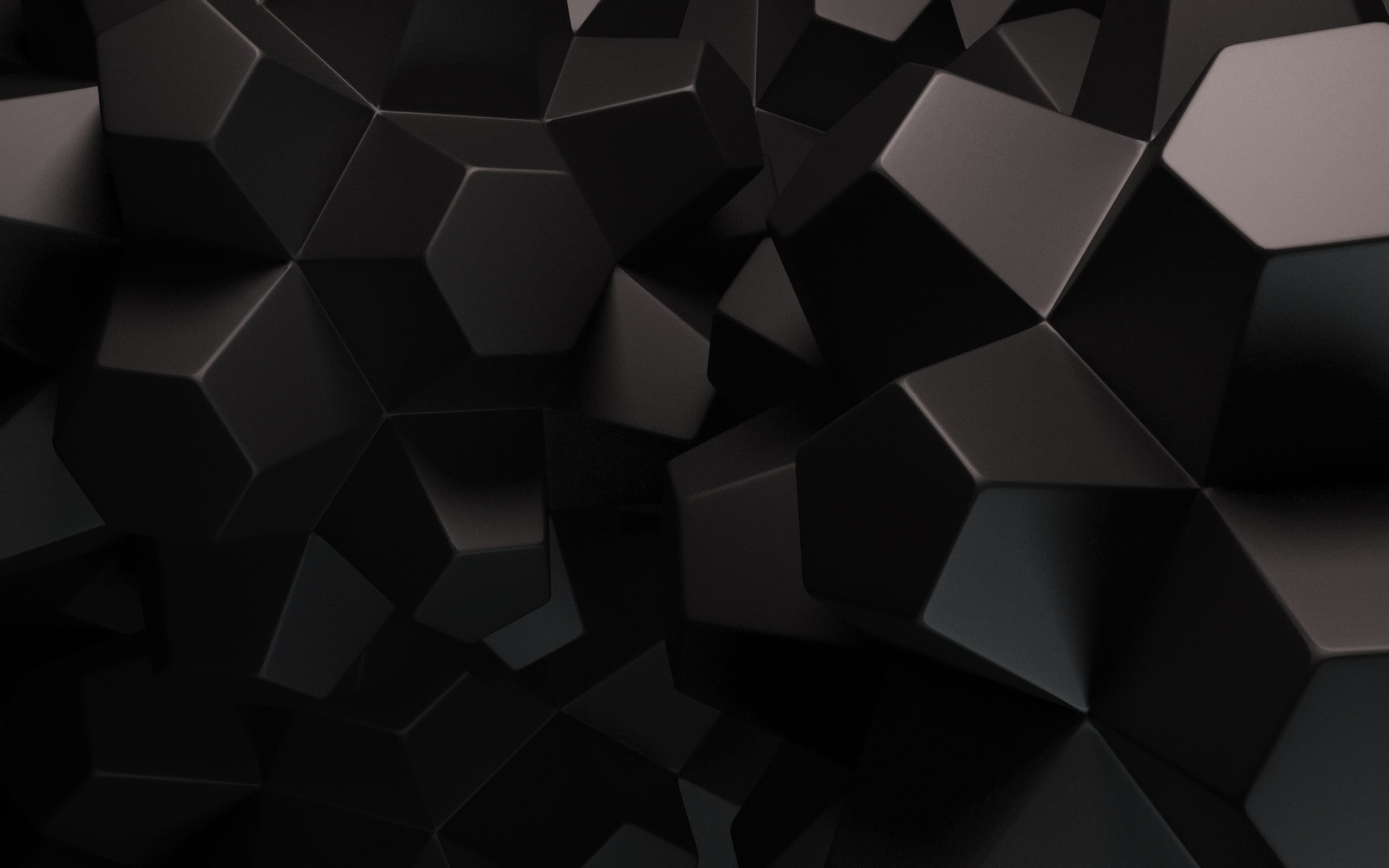 4K, 2K, 3D, black, Hexagon, hd, 2560x1600, HD Wallpaper