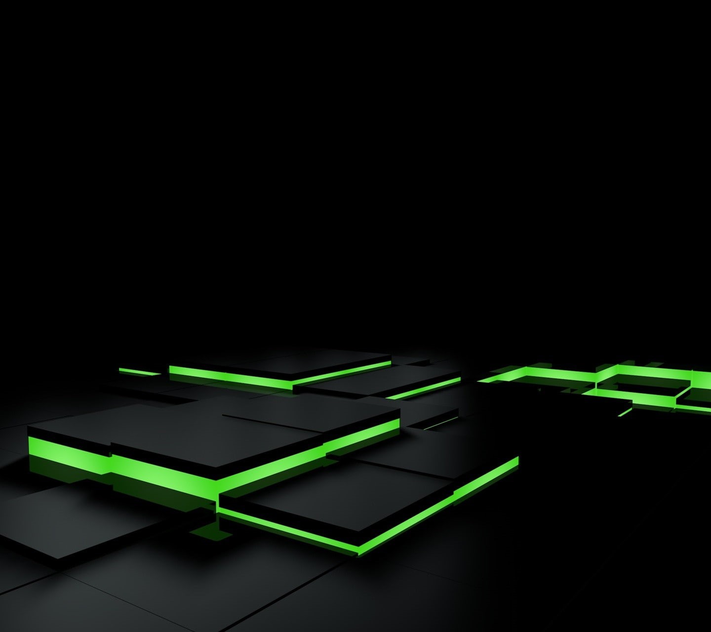 tiles, black, abstract, 720P, 3D Blocks, Green, Square, HD Wallpaper