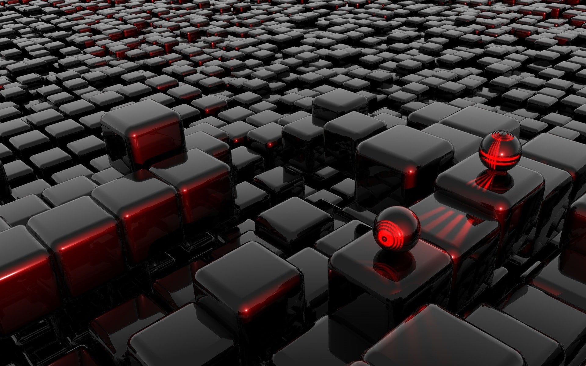 abstract, CGI, balls, cube, simple, render, 3D, sphere, 1080P, digital art, HD Wallpaper