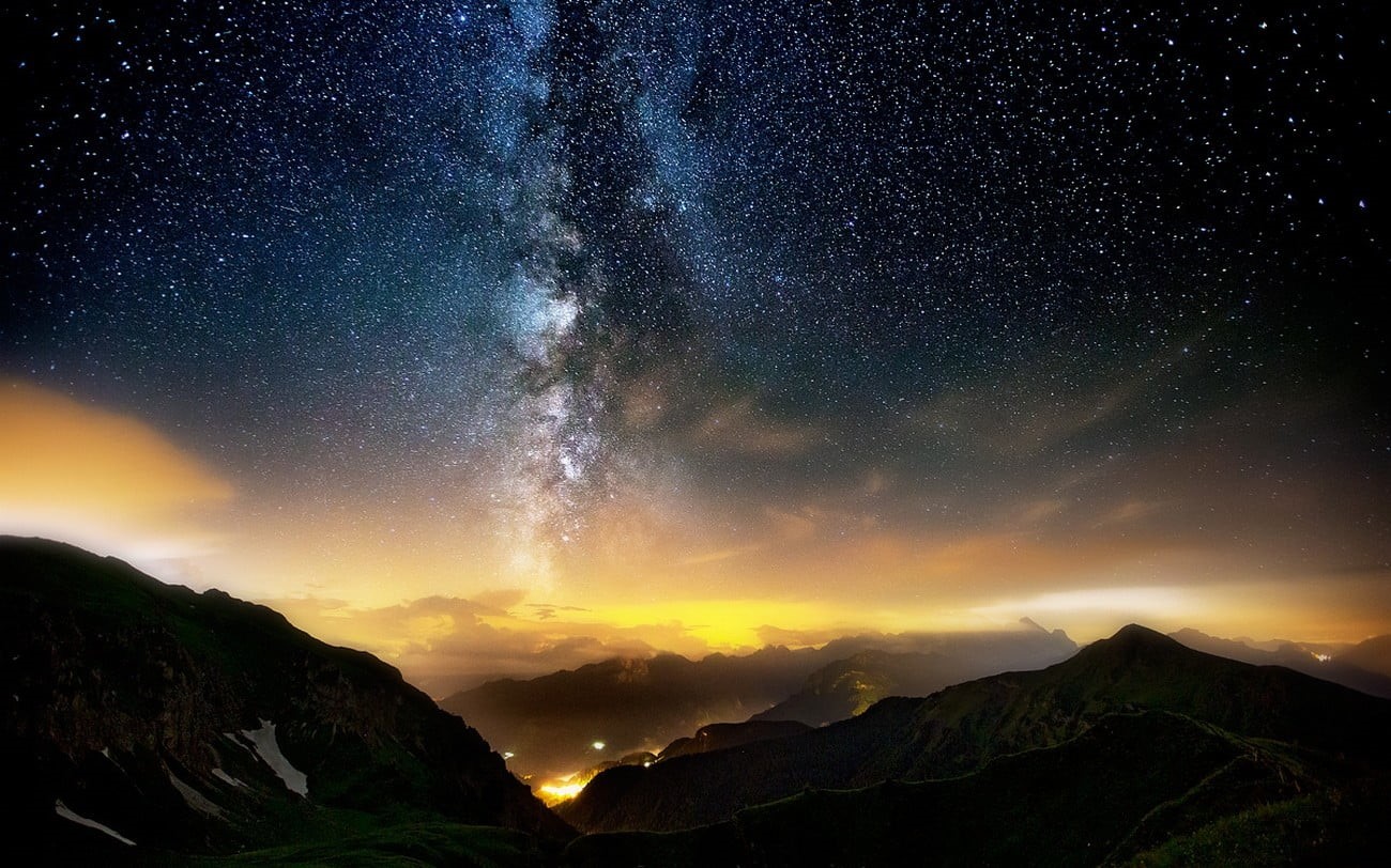 space, hiking, sunlight, galaxy, lights, star Shape, photo, long exposure, outdoors, scenics, dark, blue, no People, mist, scenics - nature, backgrounds, HD Wallpaper