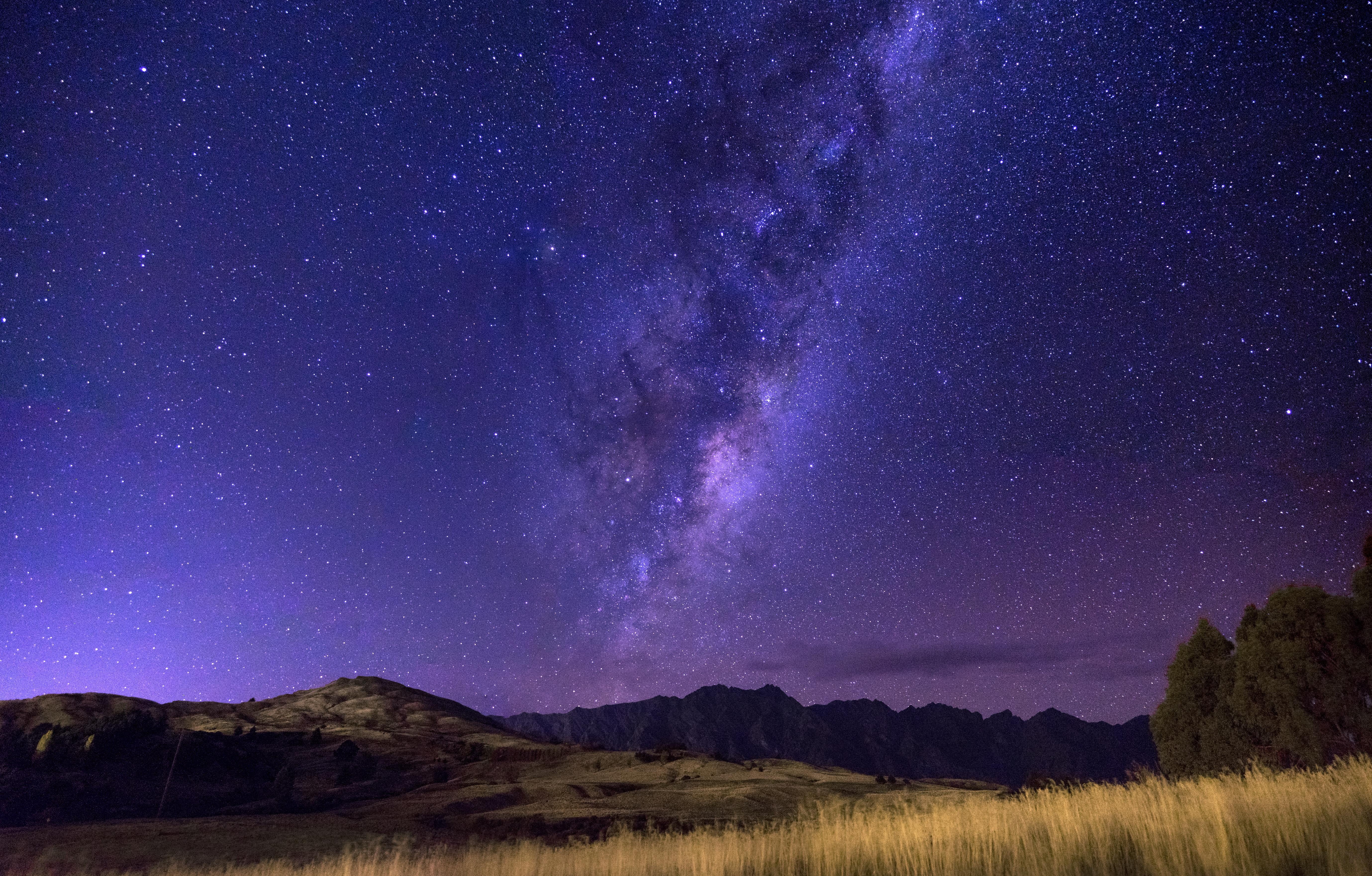 beauty in nature, scenics - nature, night, tranquility, space, horizon, astronomy, star field, idyllic, mountain, landscape, tranquil scene, no people, HD Wallpaper