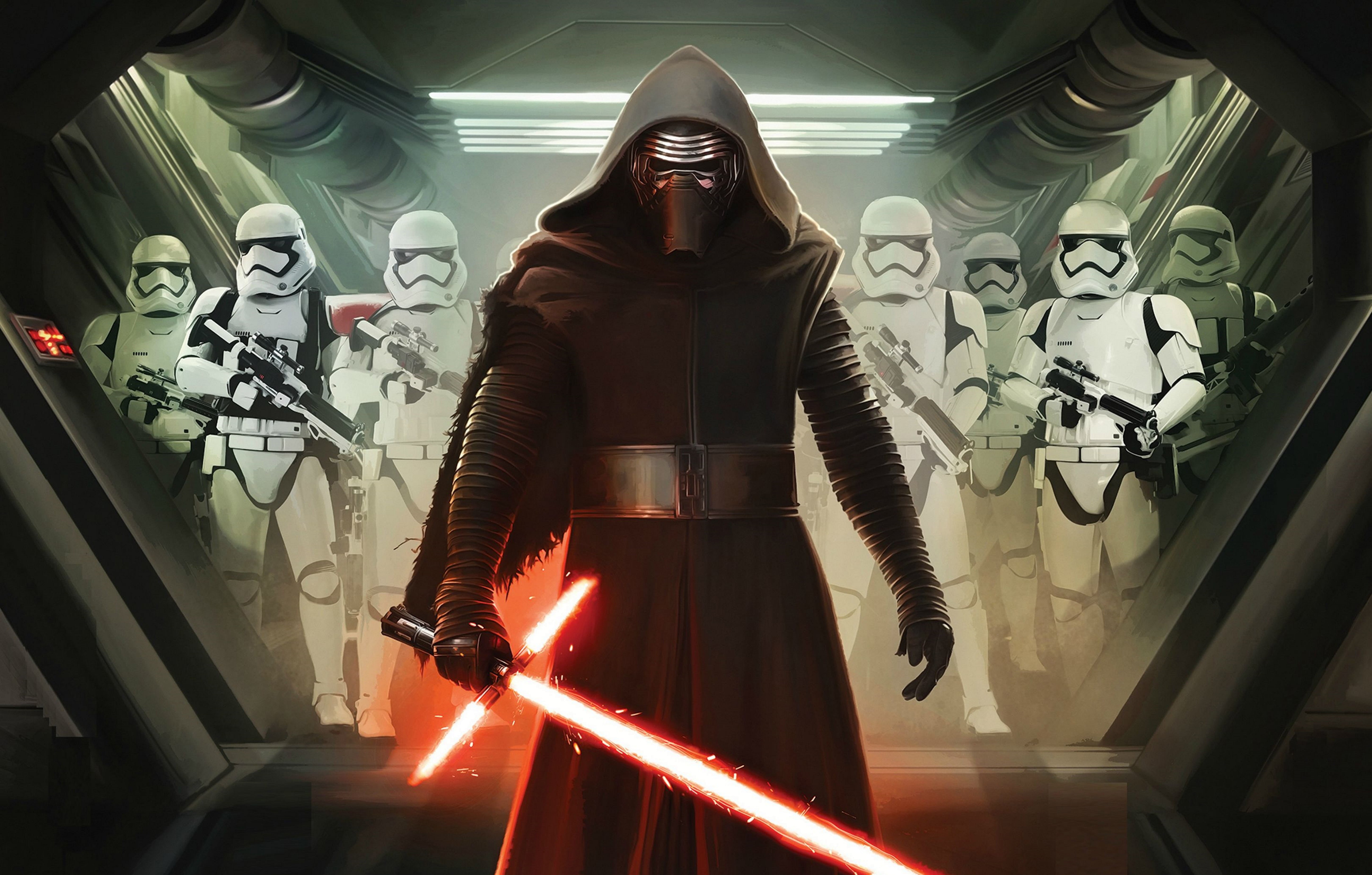 Weapons, Warrior, StarWars, low angle view, human representation, three quarter length, 2015, indoors, Stormtrooper, Walt Disney Pictures, Stormtroopers, HD Wallpaper