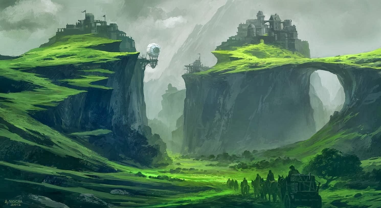 tranquil scene, environment, travel destinations, architecture, cloud - sky, nature, green color, green, no people, fantasy city, building exterior, outdoors, HD Wallpaper