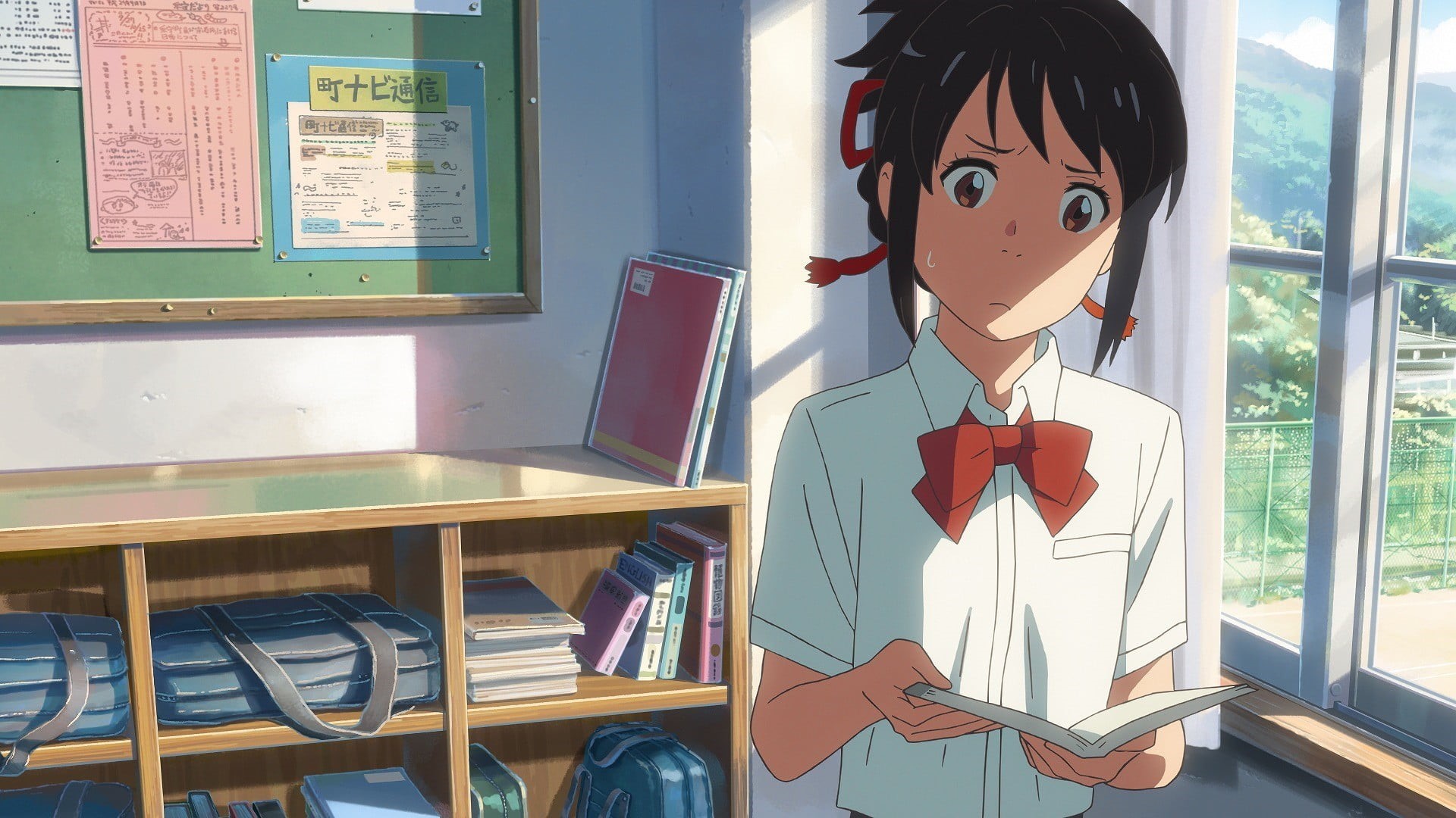 day, mitsuha, computer Graphic, office, Kimi no Na Wa, seat, chair, one Person, real people, casual clothing, businessman, sitting, table, occupation, 1080P, HD Wallpaper