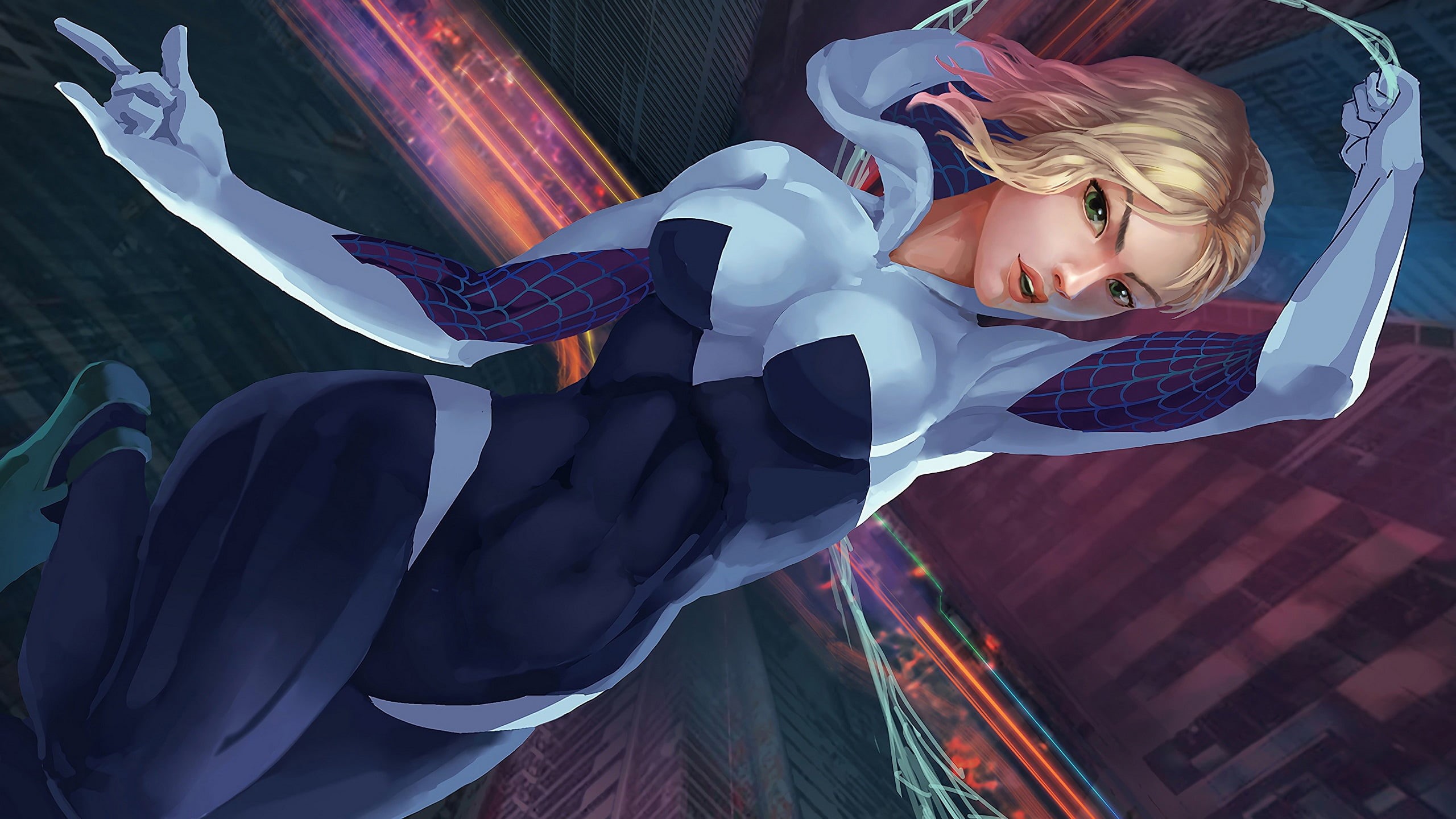 Spider-Girl, Spider-Gwen, blonde, women, Gwen Stacy, 2K, Spider Gwen, HD Wallpaper
