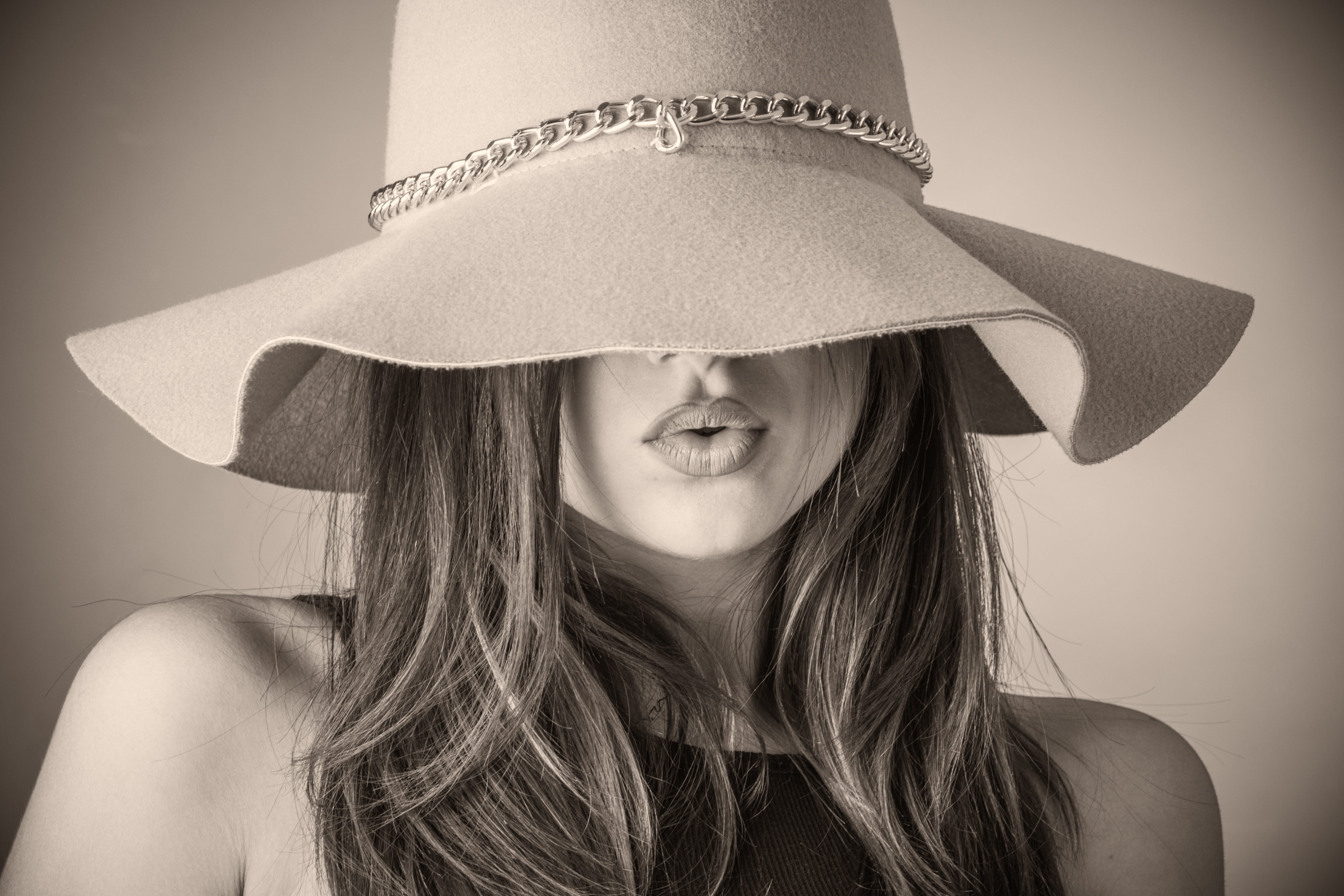 hair, body part, sunhat, stylish, covering, woman, person, girl, human hair, hairstyle, one person, studio shot, fashionable, pretty, headshot, luxury, HD Wallpaper