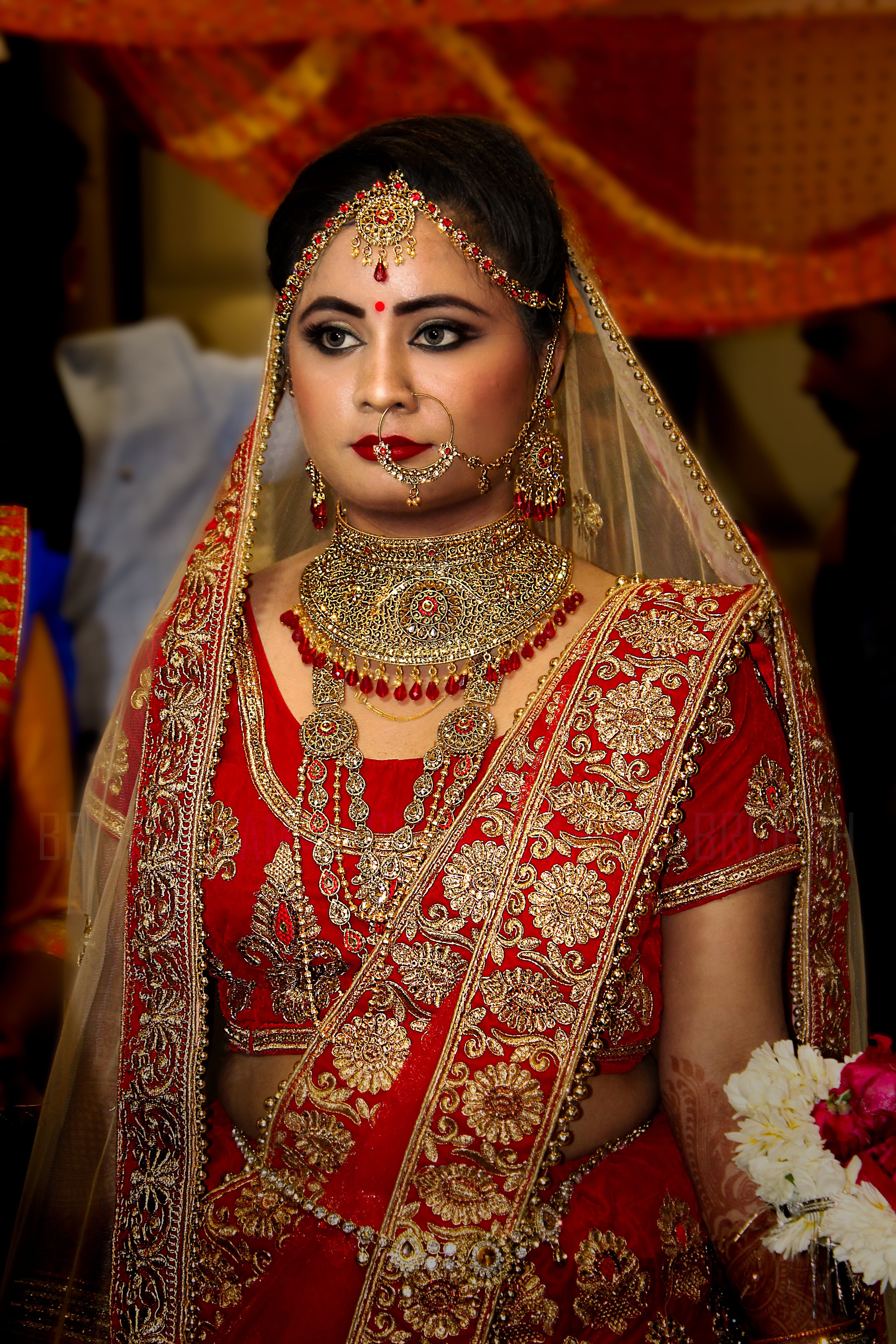 makeup, photoshoot, front view, ceremony, red, person, beauty, traditional, costume, wedding dress, bride, dress, attractive, model, beautiful woman, beautiful, Phone HD Wallpaper
