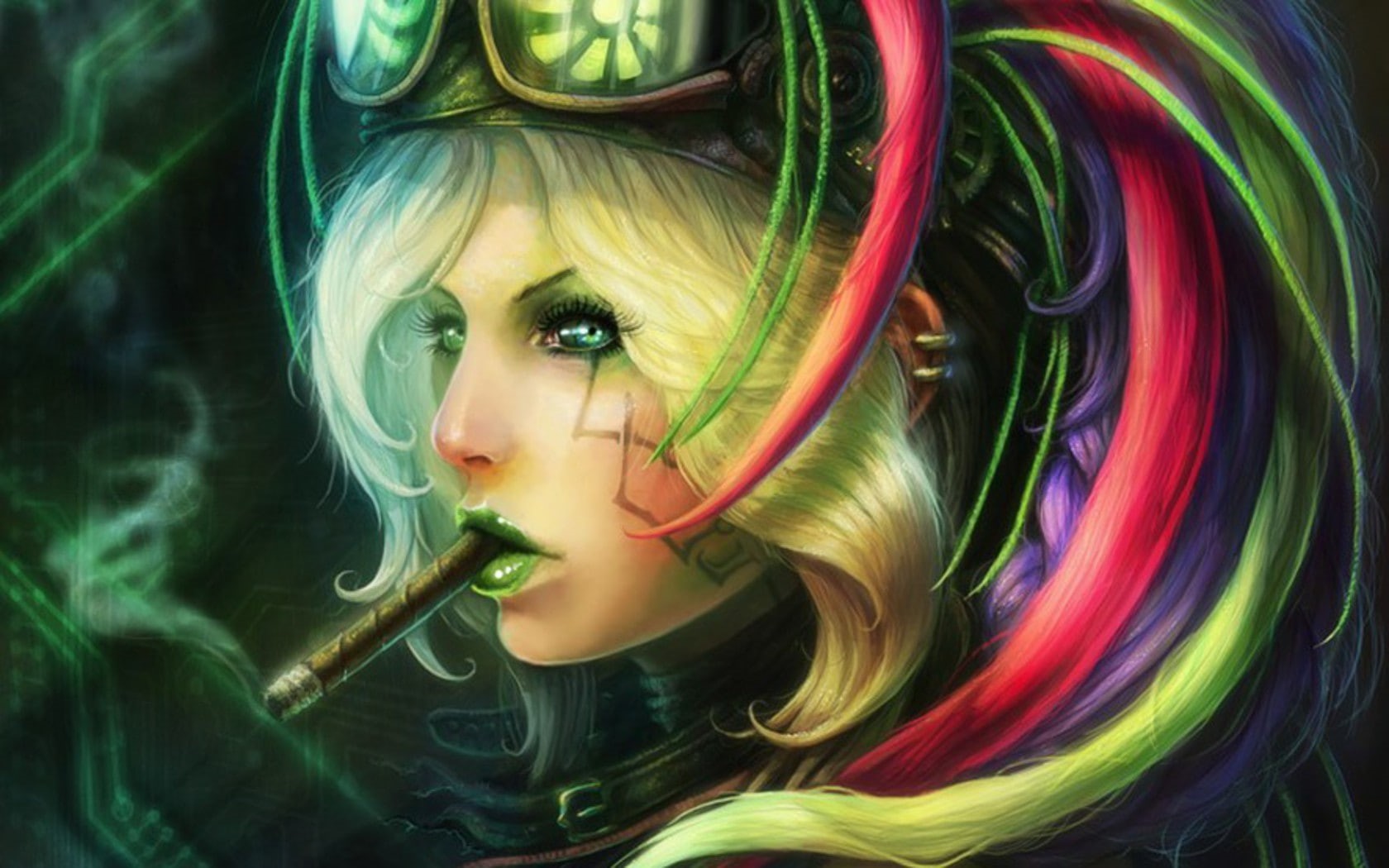 720P, mechanical, mercedes, x, face, Females, px, girls, glasses, art, 1680x1050 px, cars, hd, women, steampunk, smoking, goggles, HD Wallpaper