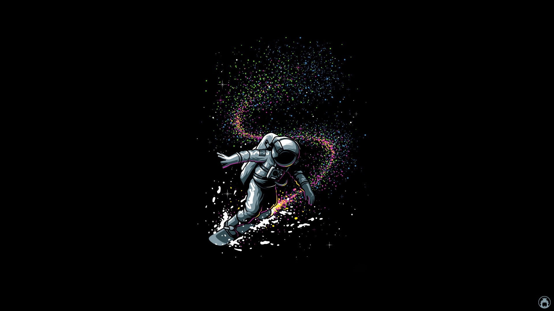 Minimalism, 1080P, Vector, Illustration, Astronaut, Skiing the space, Spaceman, Galaxy, Angga Tantama, Background, Art, HD Wallpaper