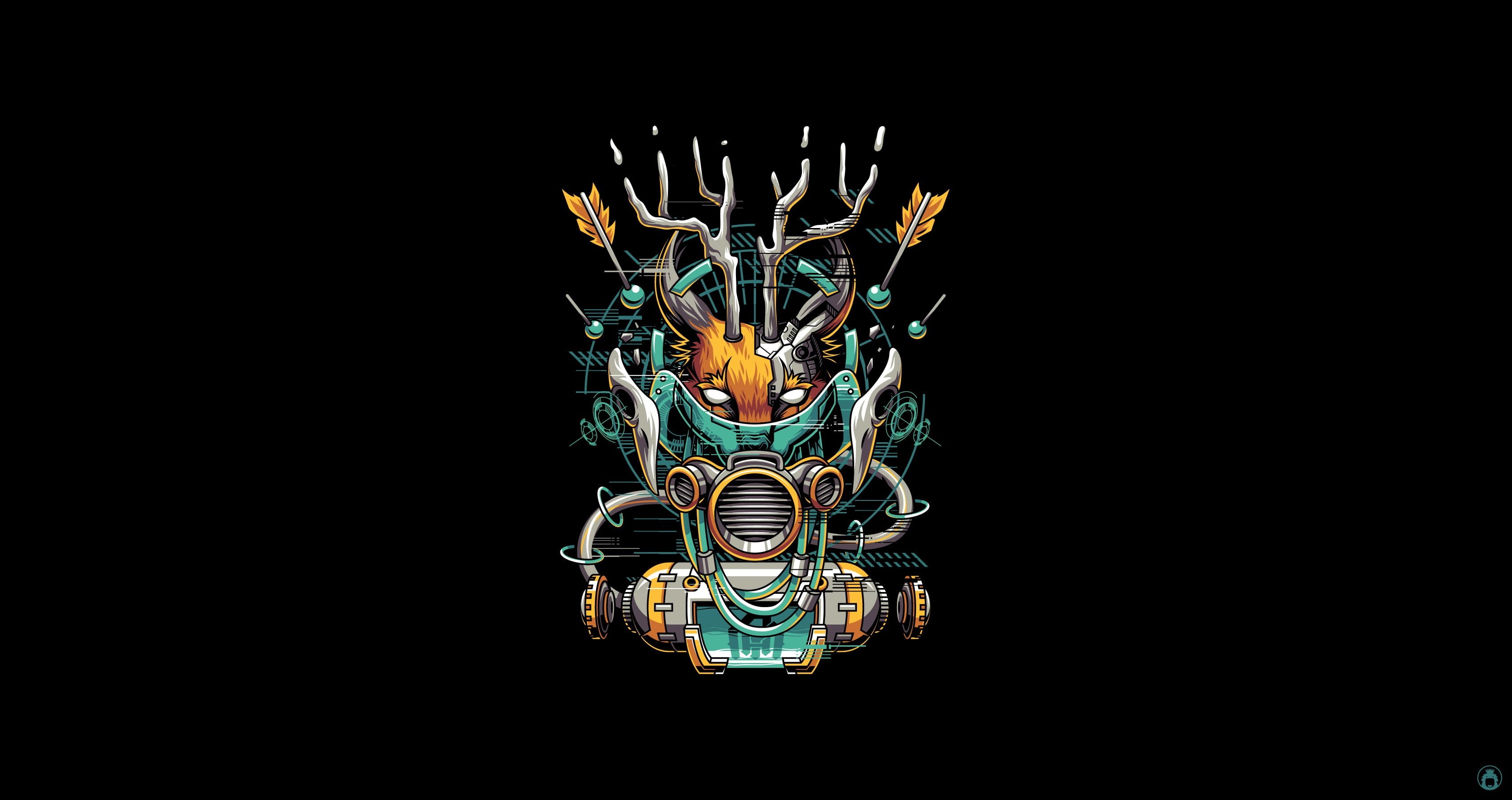 Caracal, Angga Tantama, 2K, Cyber, Minimalism, Background, Robot, Machine, Vector, Illustration, Art, HD Wallpaper