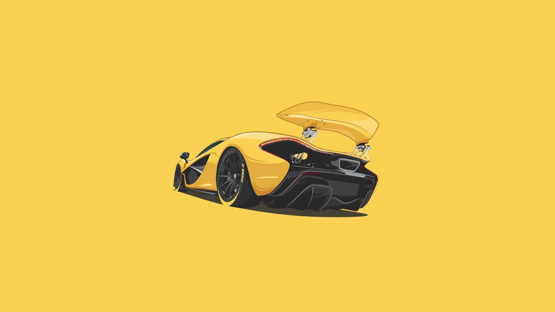 isolated, backgrounds, p1, indoors, transportation, driving, arts culture and entertainment, orange background, mclaren, wheel, yellow, retro styled, art, HD Wallpaper