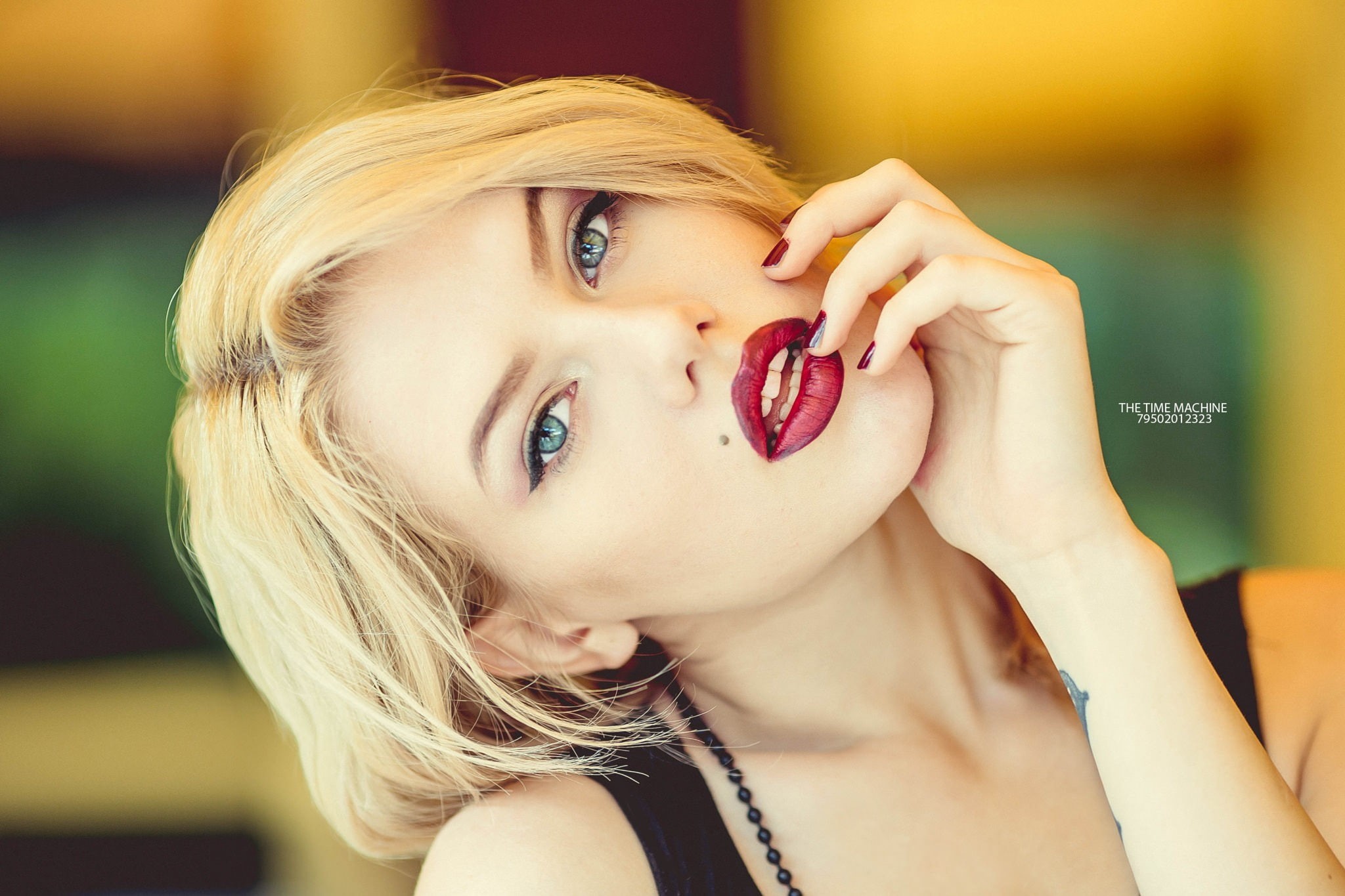 lipstick, s, red, model, women, lips, face, red lips, 1080P, portrait, blonde, HD Wallpaper