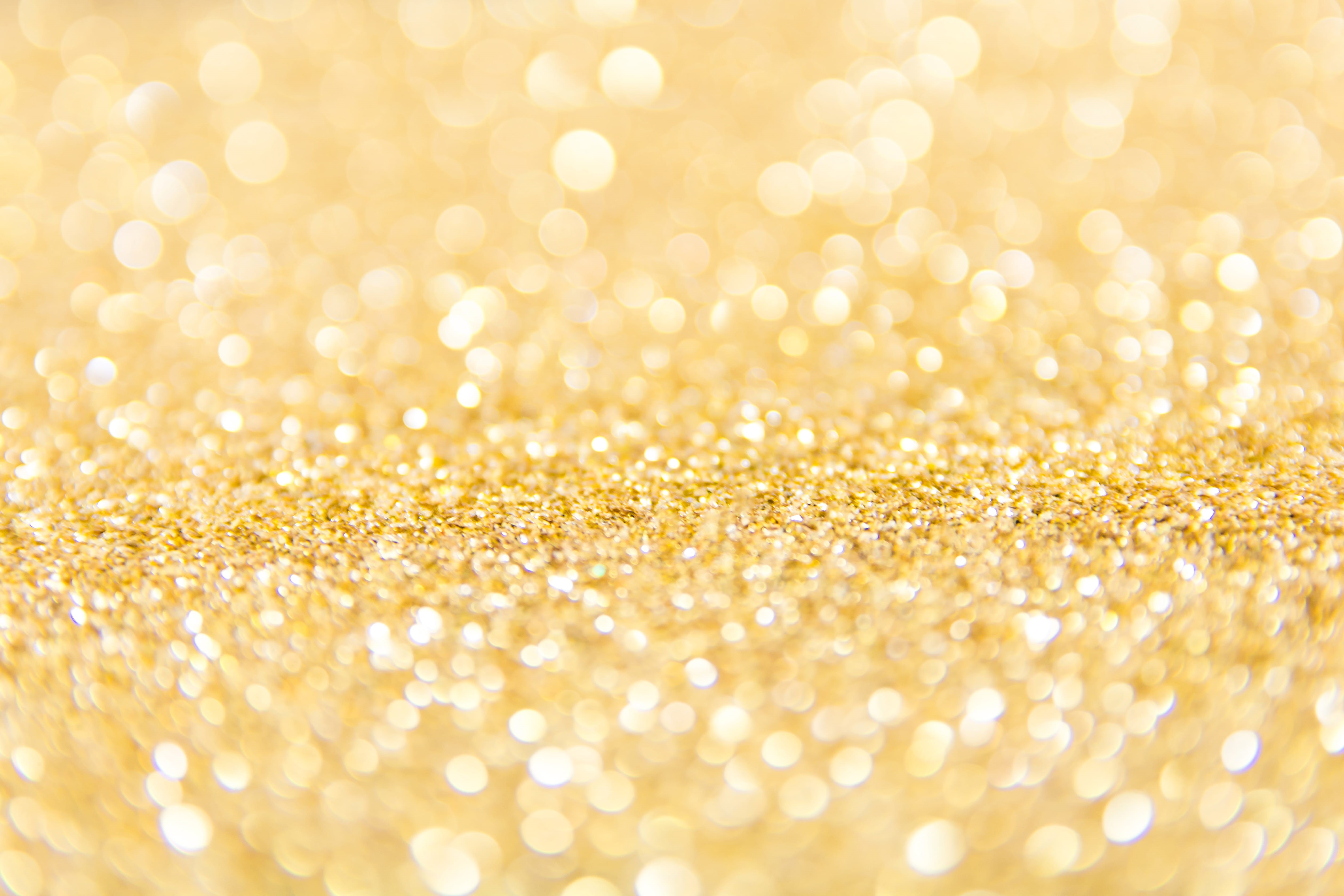 event, glitters, defocused, no people, glow, shiny, pattern, 4K, glowing, glitter, blur, abstract, textured effect, color, luxury, yellow, abstract backgrounds, HD Wallpaper