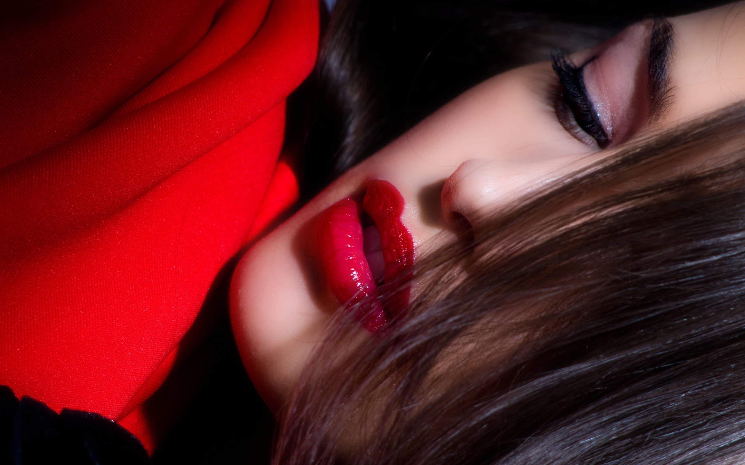 straight hair, human hair, long hair, red, one person, hairstyle, human face, adult, lipstick, human lips, body part, fashion, makeup, indoors, beautiful woman, HD Wallpaper
