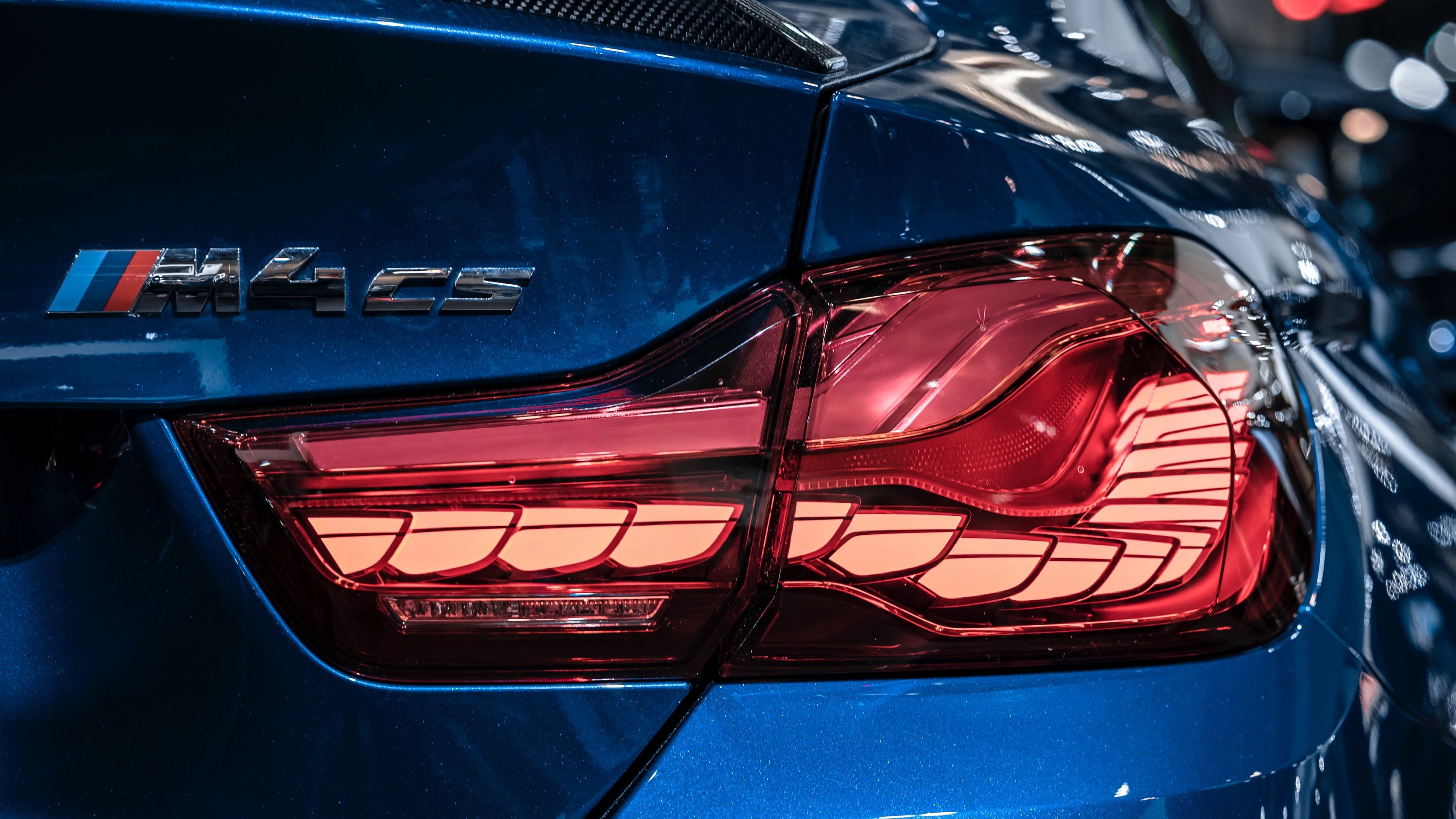 headlamp, sports car, car, automotive lighting, bmw, blue car, bmw m4, vehicle, 4K, HD Wallpaper