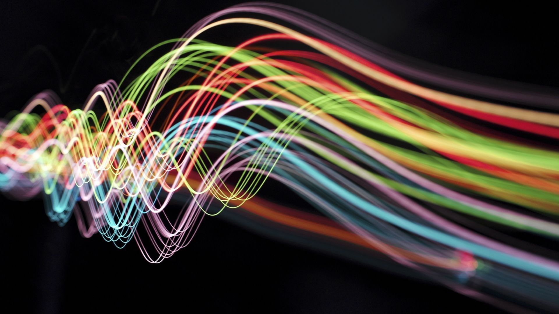 neon, rainbows, light trails, abstract, 1080P, HD Wallpaper