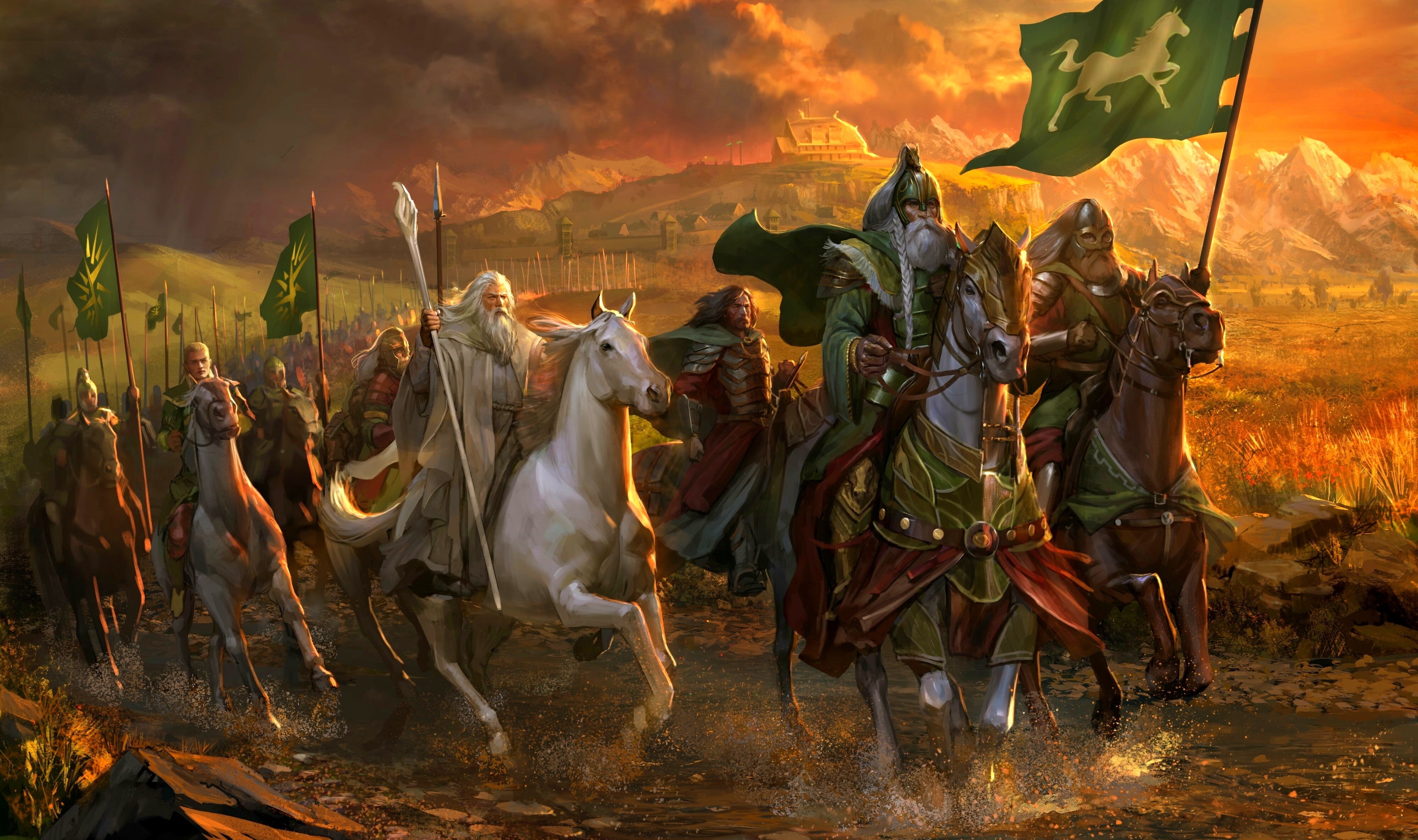 The Lord Of The Rings, 4K, Rohan, Horse, Rohirrim, Gandalf The White, HD Wallpaper