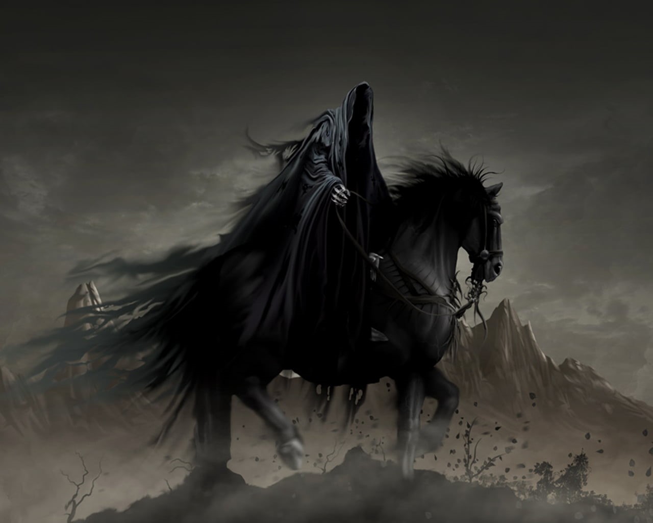 animal wildlife, women, black, beautiful, beauty, illustration, activity, stallion, one animal, motion, cloud - sky, animal, black Color, dark, vertebrate, HD Wallpaper