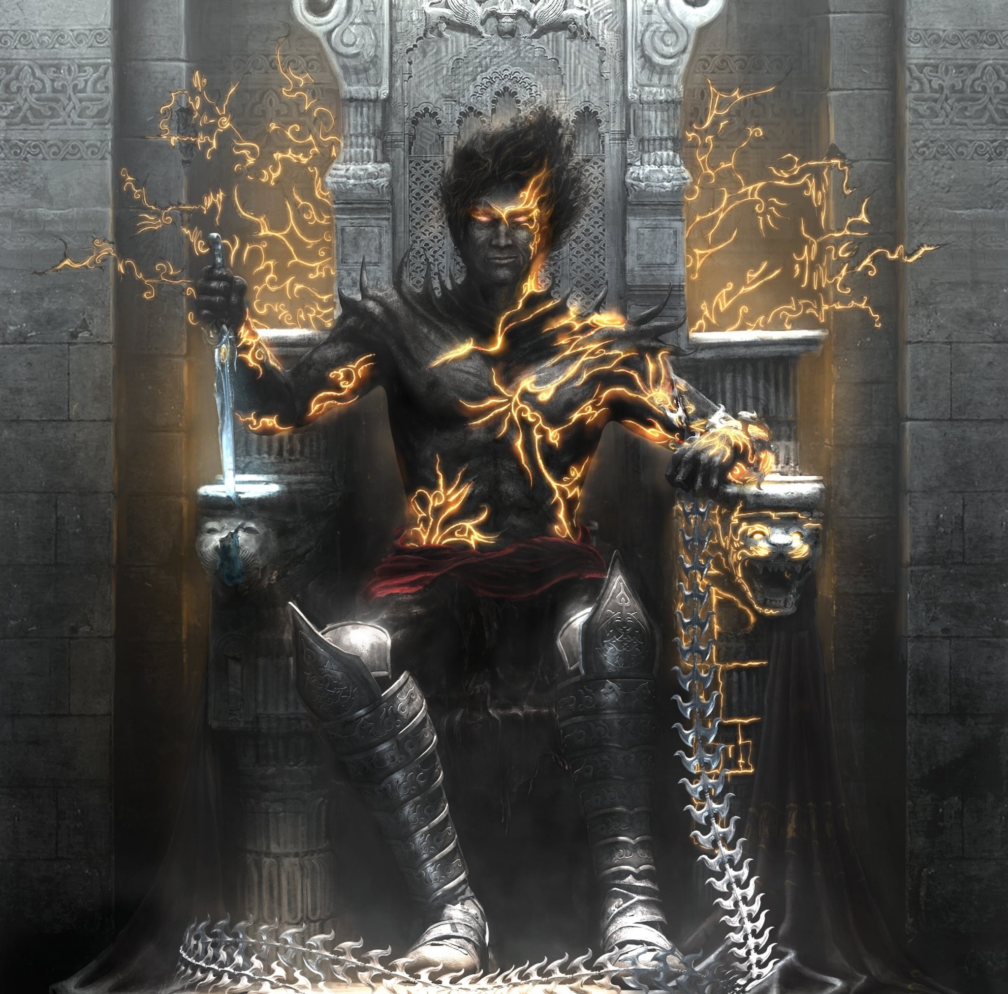 two, place of worship, dark prince, Dark, spirituality, human representation, sitting, Prince Of Persia, ornate, Prince, Thrones, sculpture, representation, HD Wallpaper