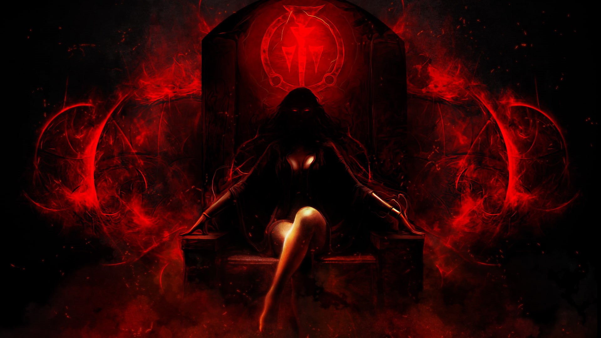 1080P, game, throne, warrior within, girl, art, prince of persia, kaileena, red, sitting, prince of persia: warrior within, HD Wallpaper