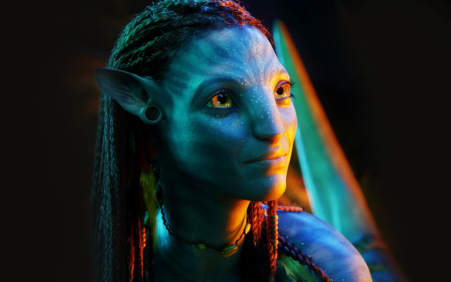 multi Colored, fantasy, paint, close-up, females, front view, headshot, studio shot, young Women, Avatar, Neytiri, fluorescent, beautiful woman, colors, HD Wallpaper