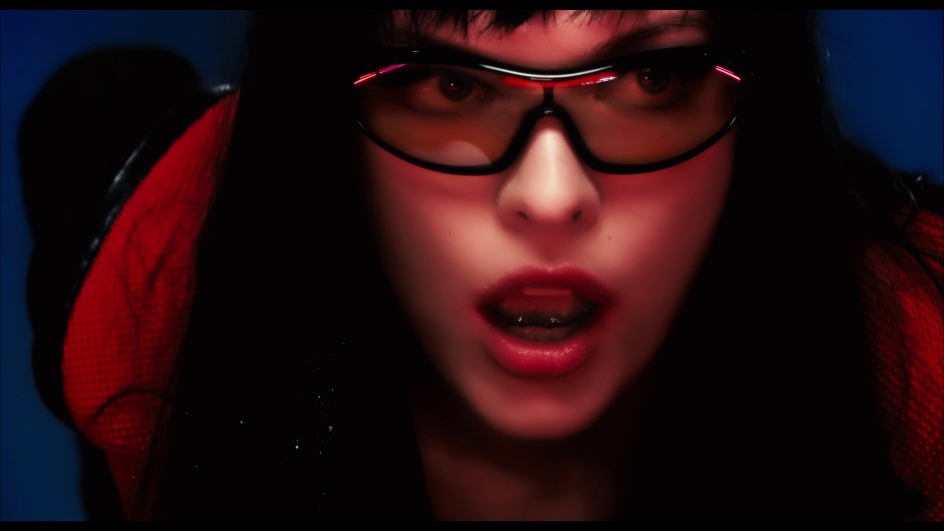 eyeglasses, front view, glasses, headshot, adult, fashion, ultraviolet, night, red, emotion, sunglasses, bizarre, portrait, dark, looking at camera, eyewear, HD Wallpaper