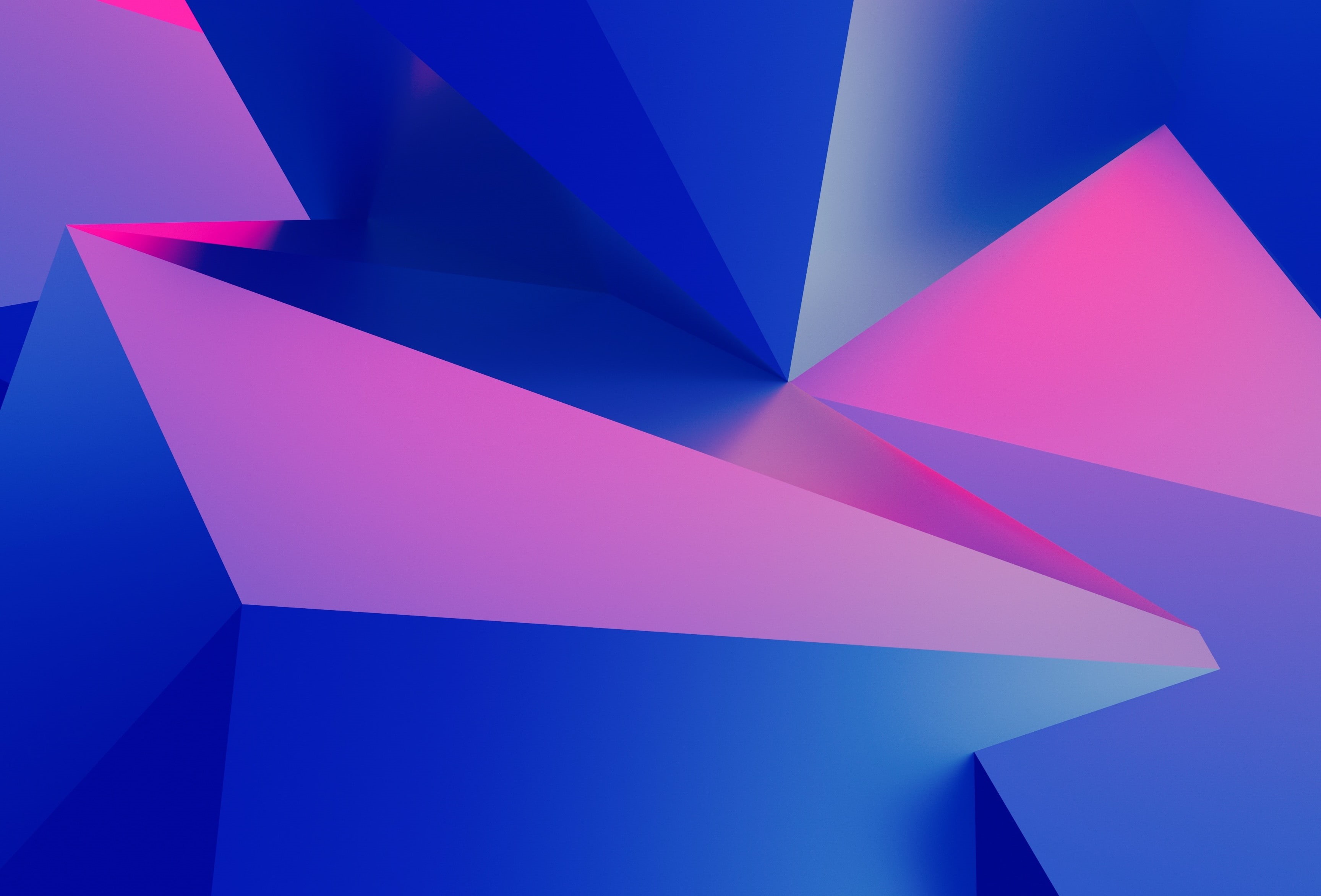 Geometric, 2K, Pink, Blue, Triangles, 4K, 3D, HD Wallpaper