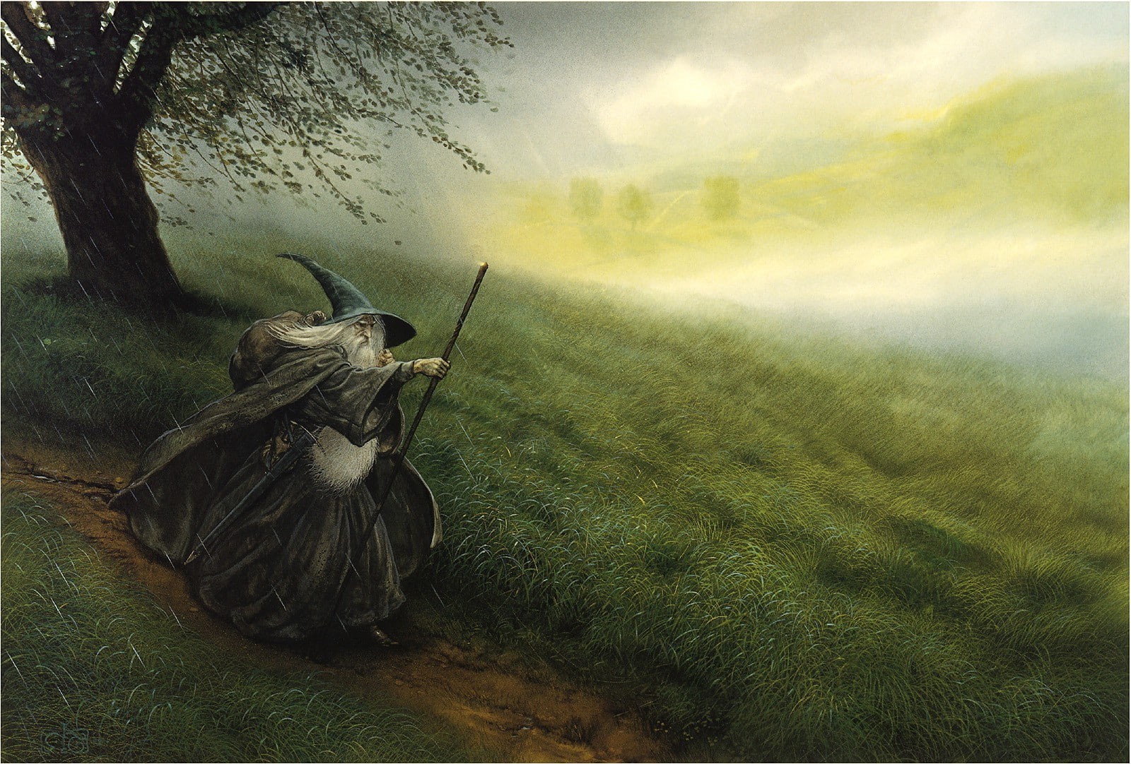 The Lord Of The Rings, grass, animal themes, land, no people, gandalf, animal wildlife, sky, tree, day, field, art and craft, landscape, animal, one animal, HD Wallpaper