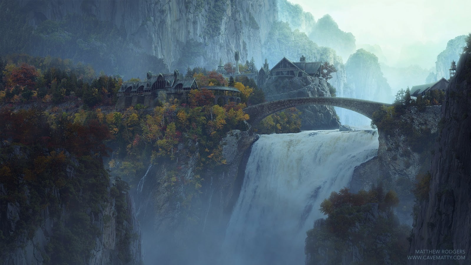 720P, movies, Rivendell, The Lord of the Rings, waterfall, HD Wallpaper