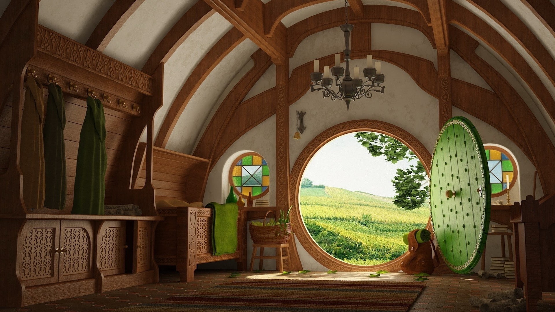 lord, rings, end, the lord of the rings, interiors, the shire, bag, shire, bag end, 1080P, house, HD Wallpaper
