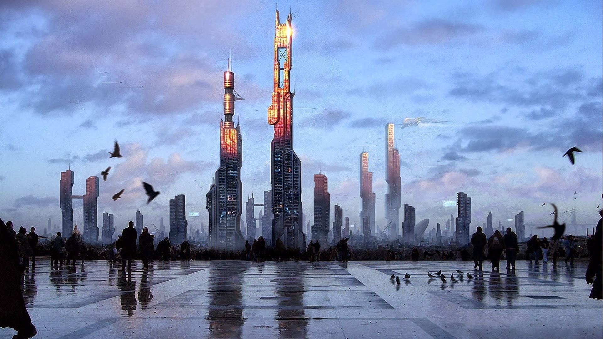 built structure, building, outdoors, travel destinations, urban skyline, city, cityscape, architecture, cloud - sky, futuristic city, skyscraper, 1080P, HD Wallpaper