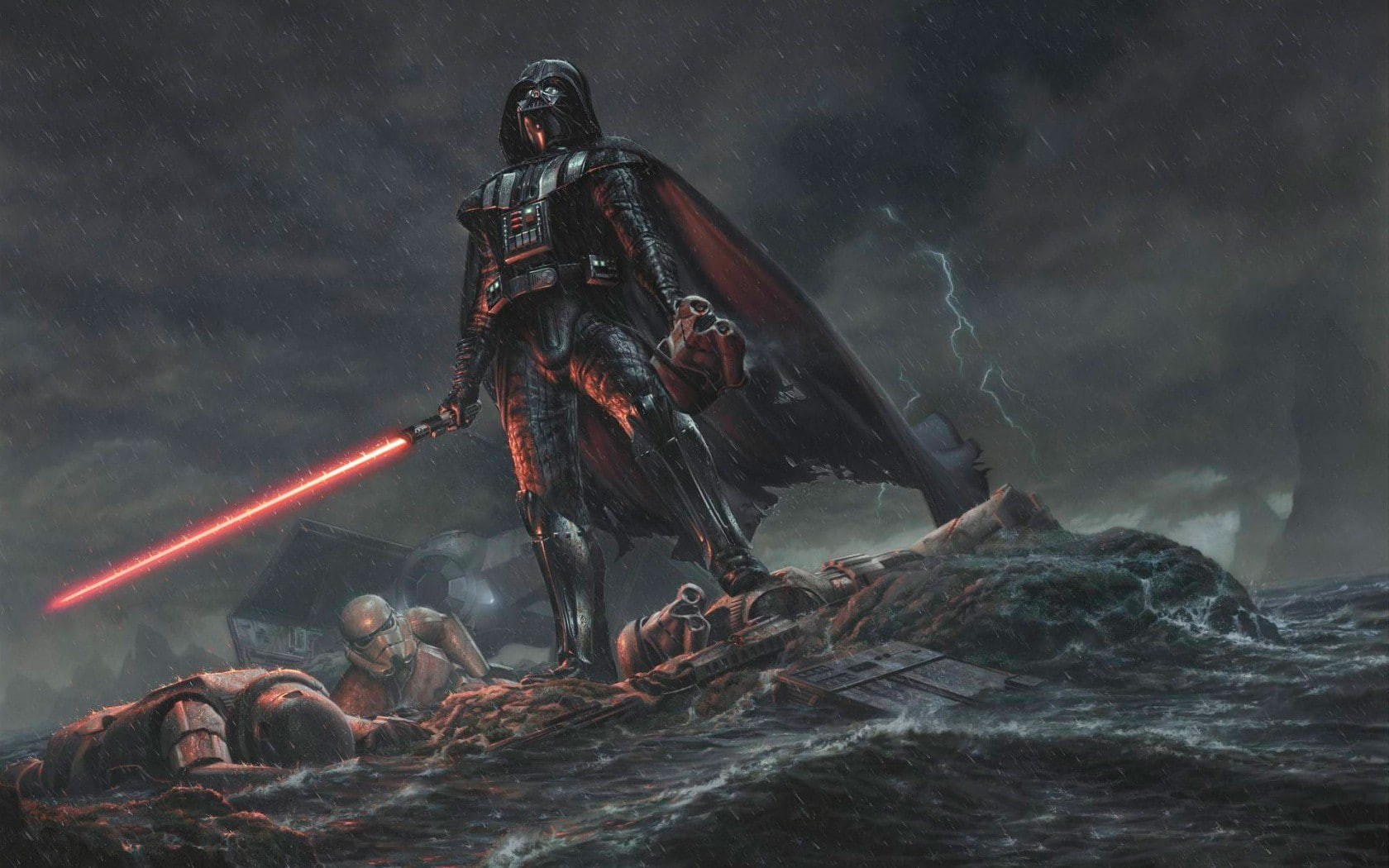 Darth Vader, artwork, Sith, 720P, Star Wars, science fiction, HD Wallpaper