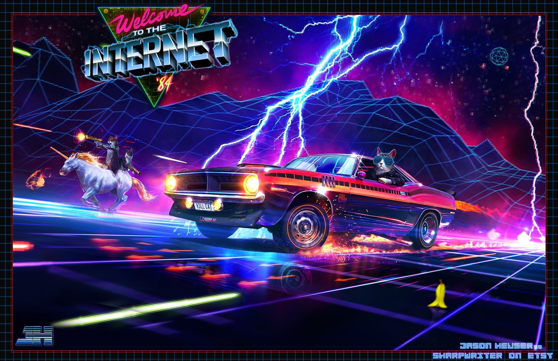 speed, illuminated, red, colorful, auto post production filter, psychedelic, digital art, representation, internet, mode of transportation, land vehicle, HD Wallpaper