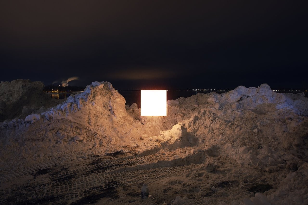 720P, night, winter, digital art, artificial lights, HD Wallpaper