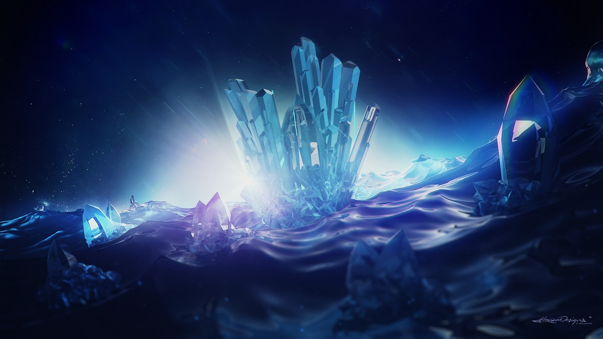 cold temperature, night, celebration, nature, ice, dark, close-up, motion, illuminated, light - natural phenomenon, digital art, blue, arts culture and entertainment, HD Wallpaper
