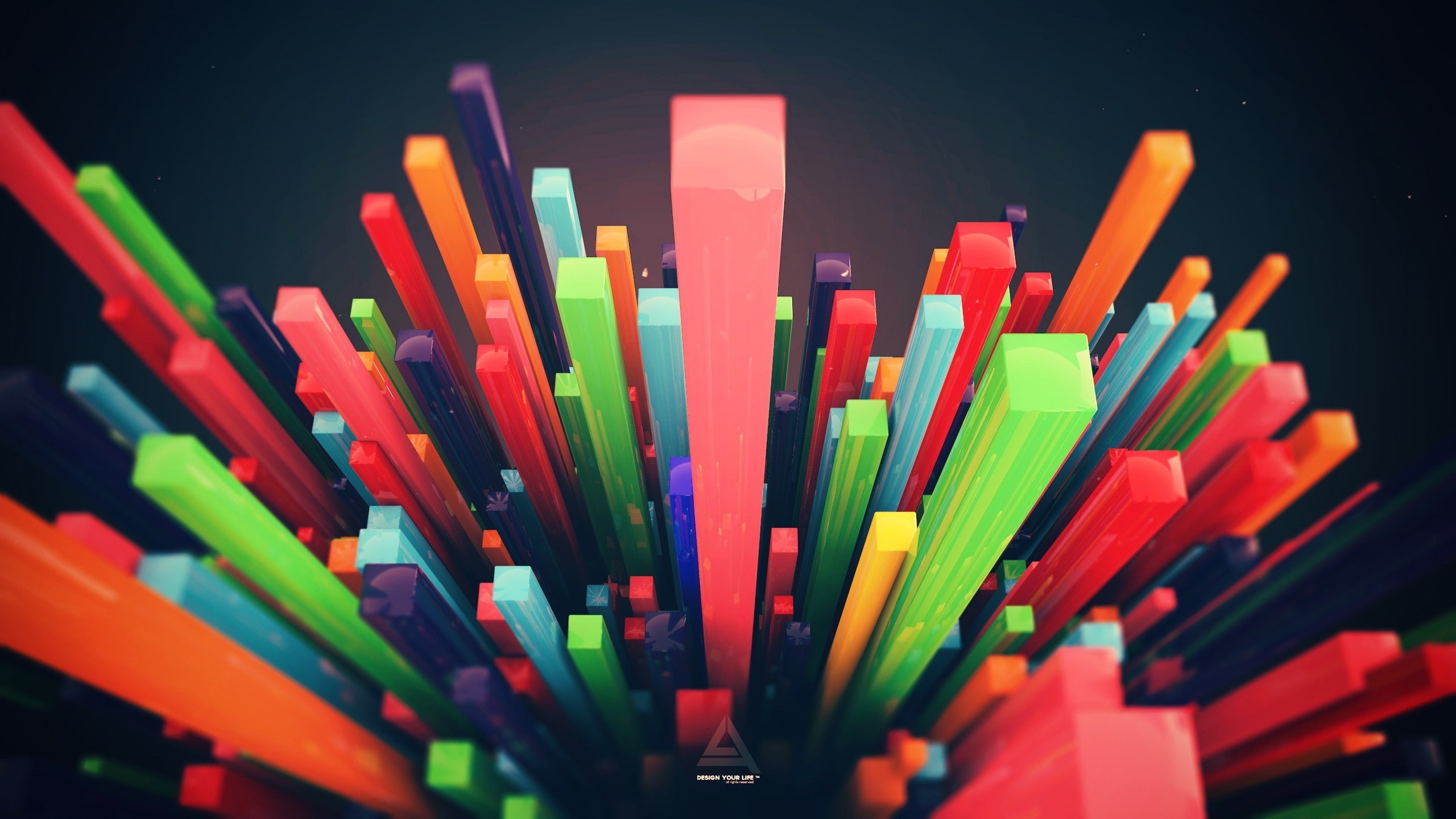 2K, abstract, digital art, artwork, minimalism, Lacza, colorful, depth of field, HD Wallpaper