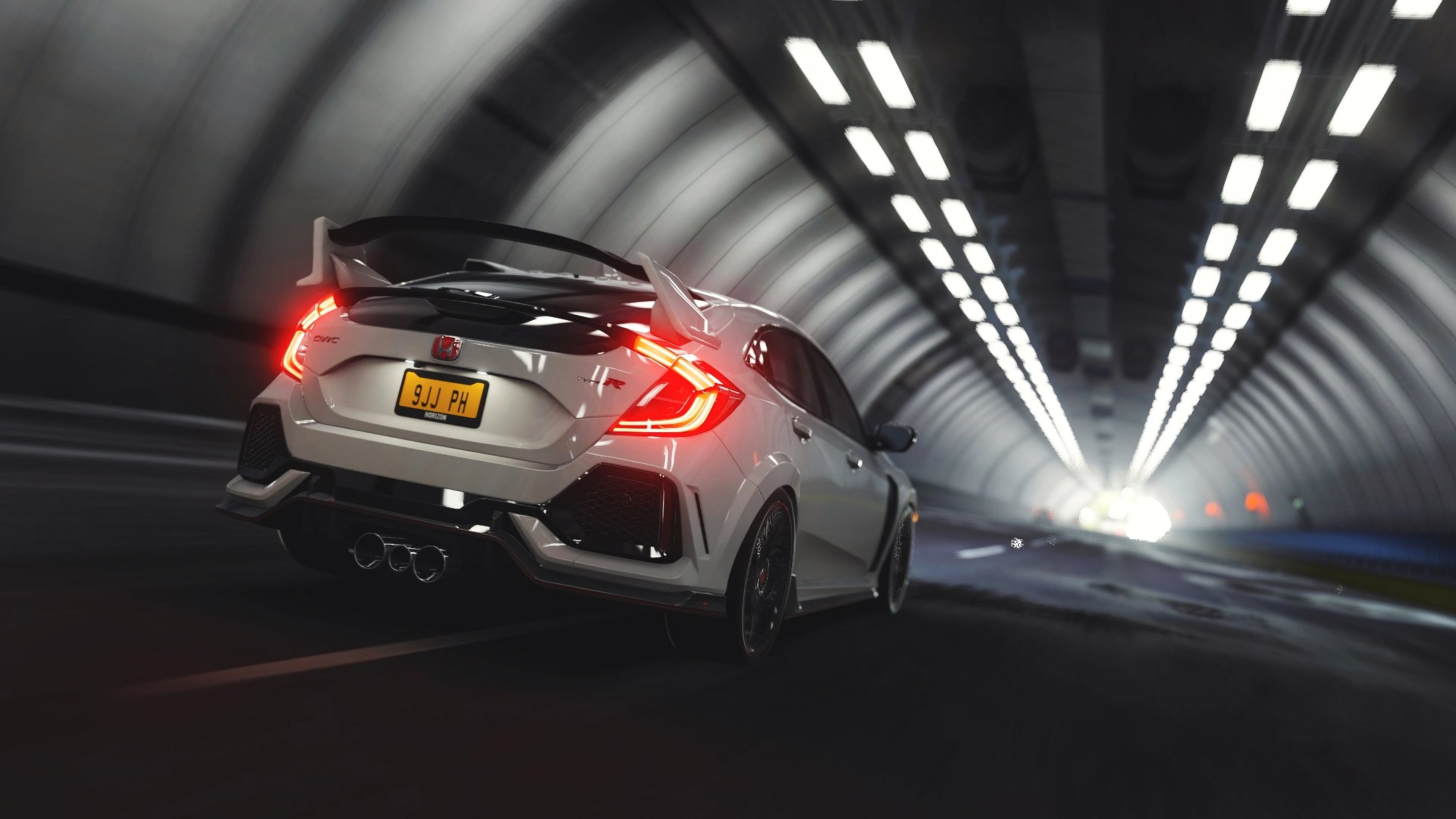 tunnel, honda, honda type r, race, honda civic type r, 4K, HD Wallpaper
